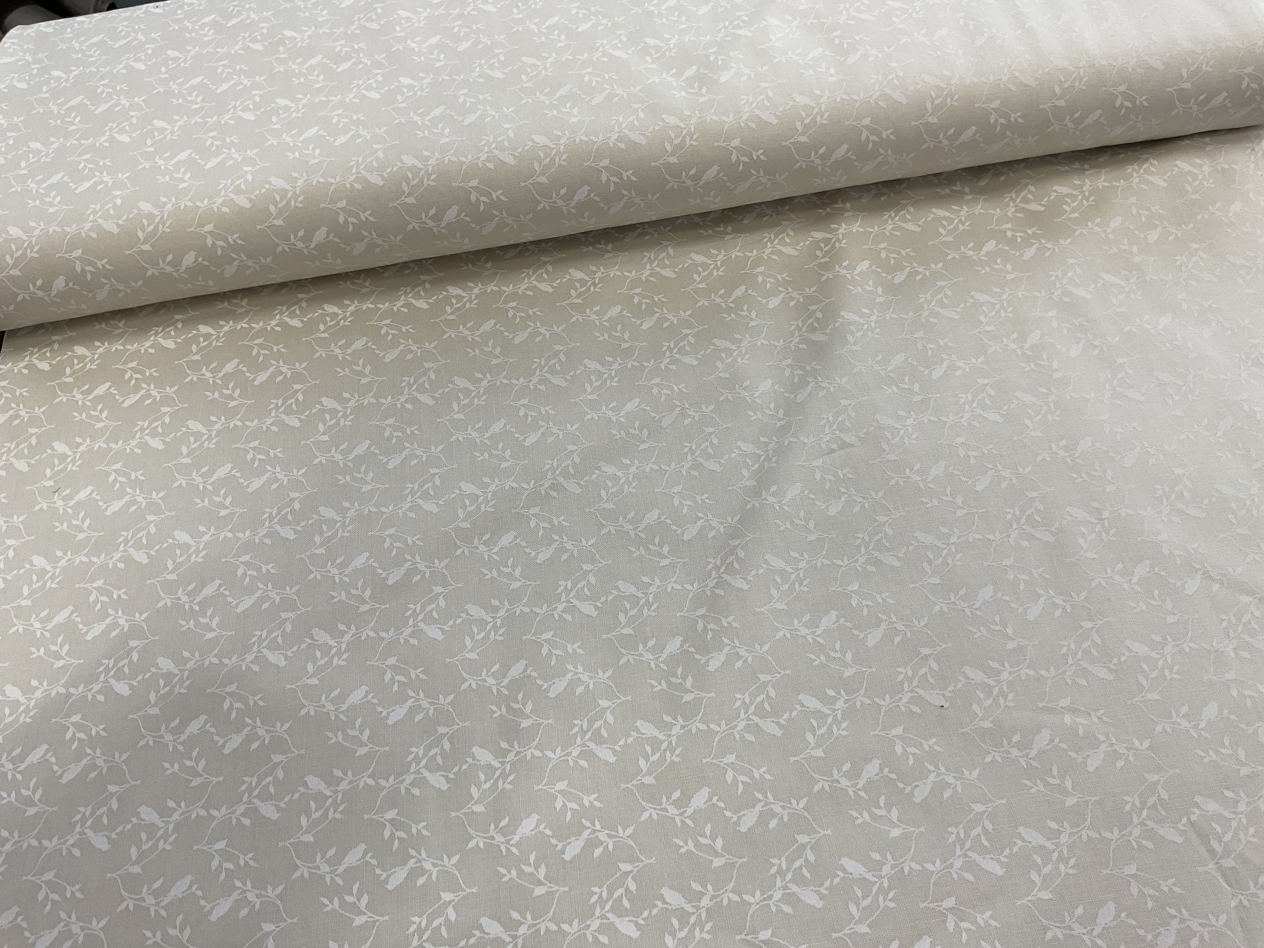 White on Natural Quilting Cotton