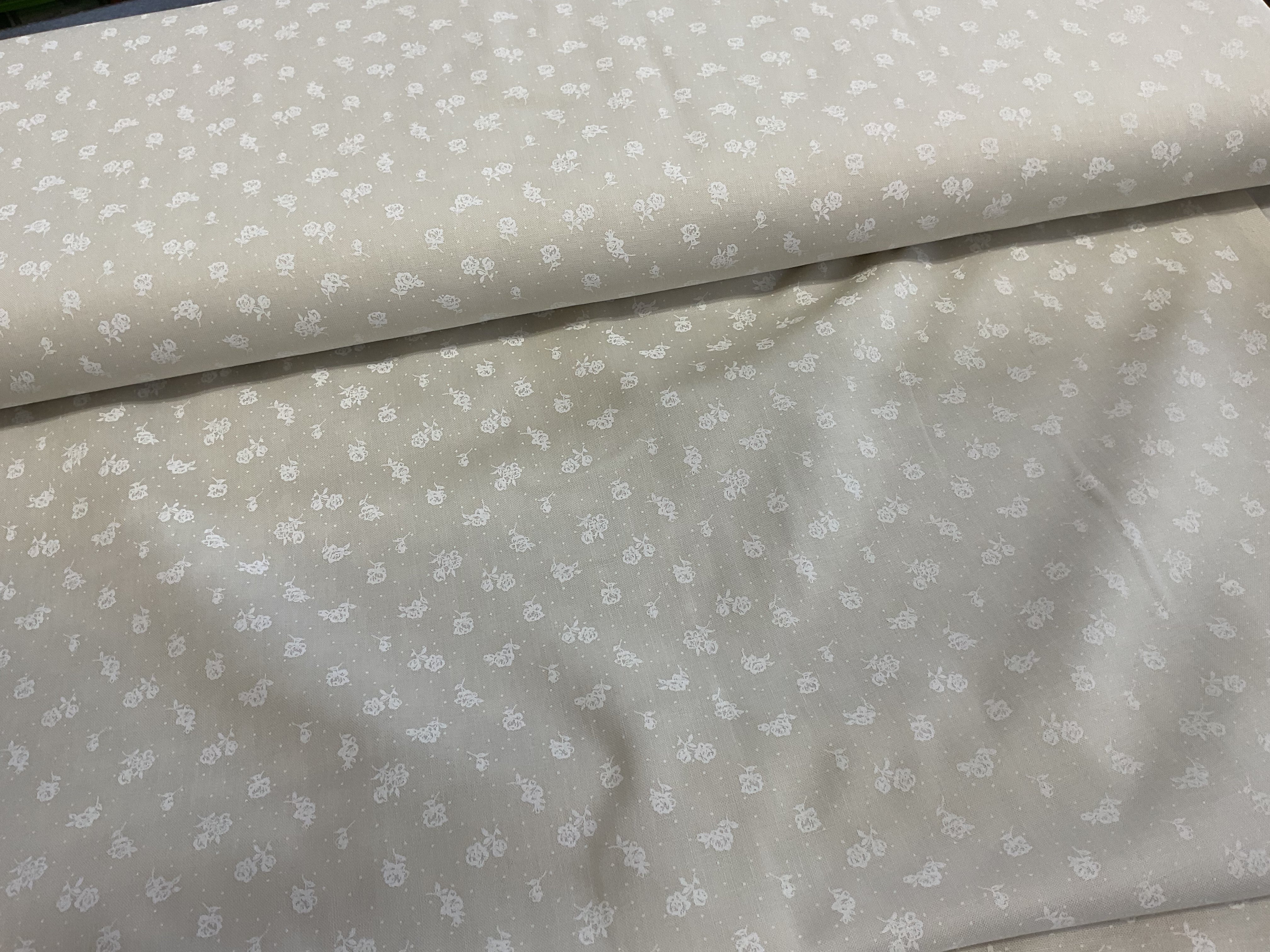 White on Natural Quilting Cotton