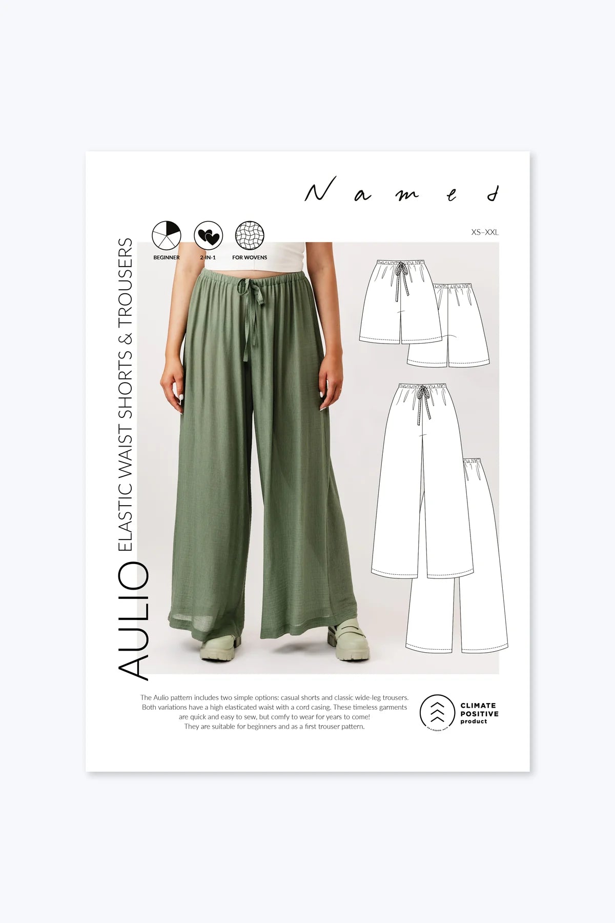 Named Aulio Elastic Waist Shorts and Trousers Paper Sewing Pattern 4 - 28