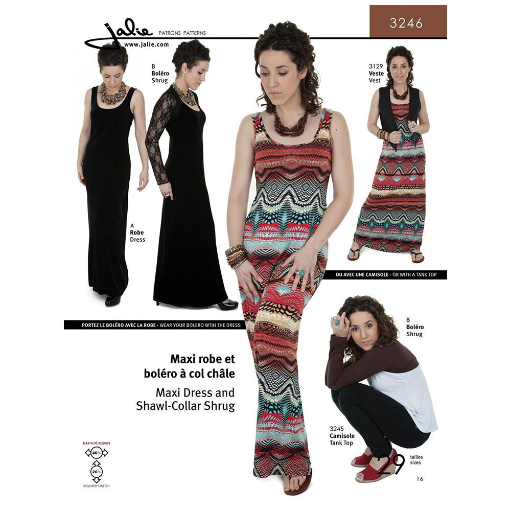 Jalie Maxi Dress and Shrug Paper Sewing Pattern