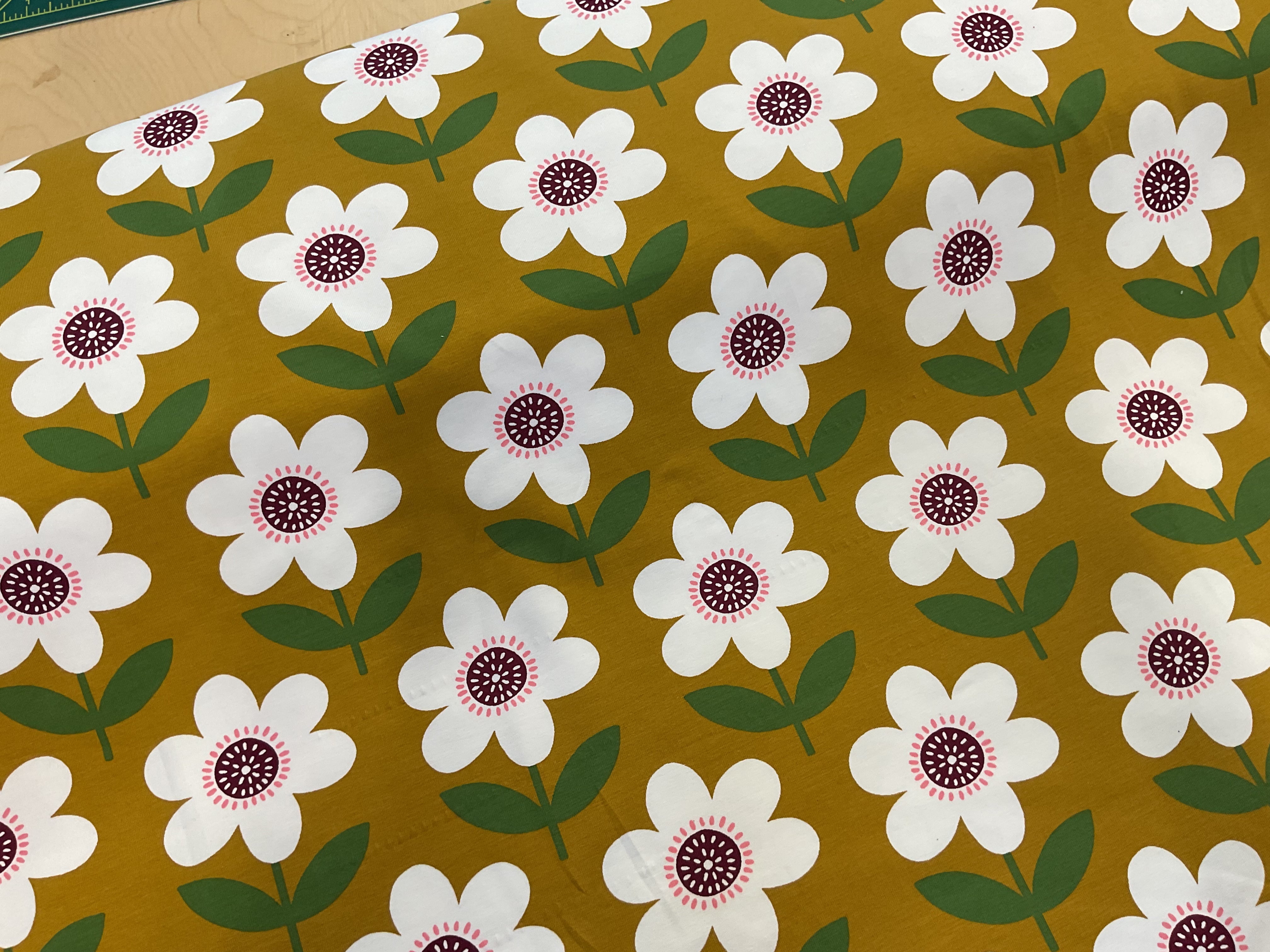 Mustard Daisies Cotton Jersey