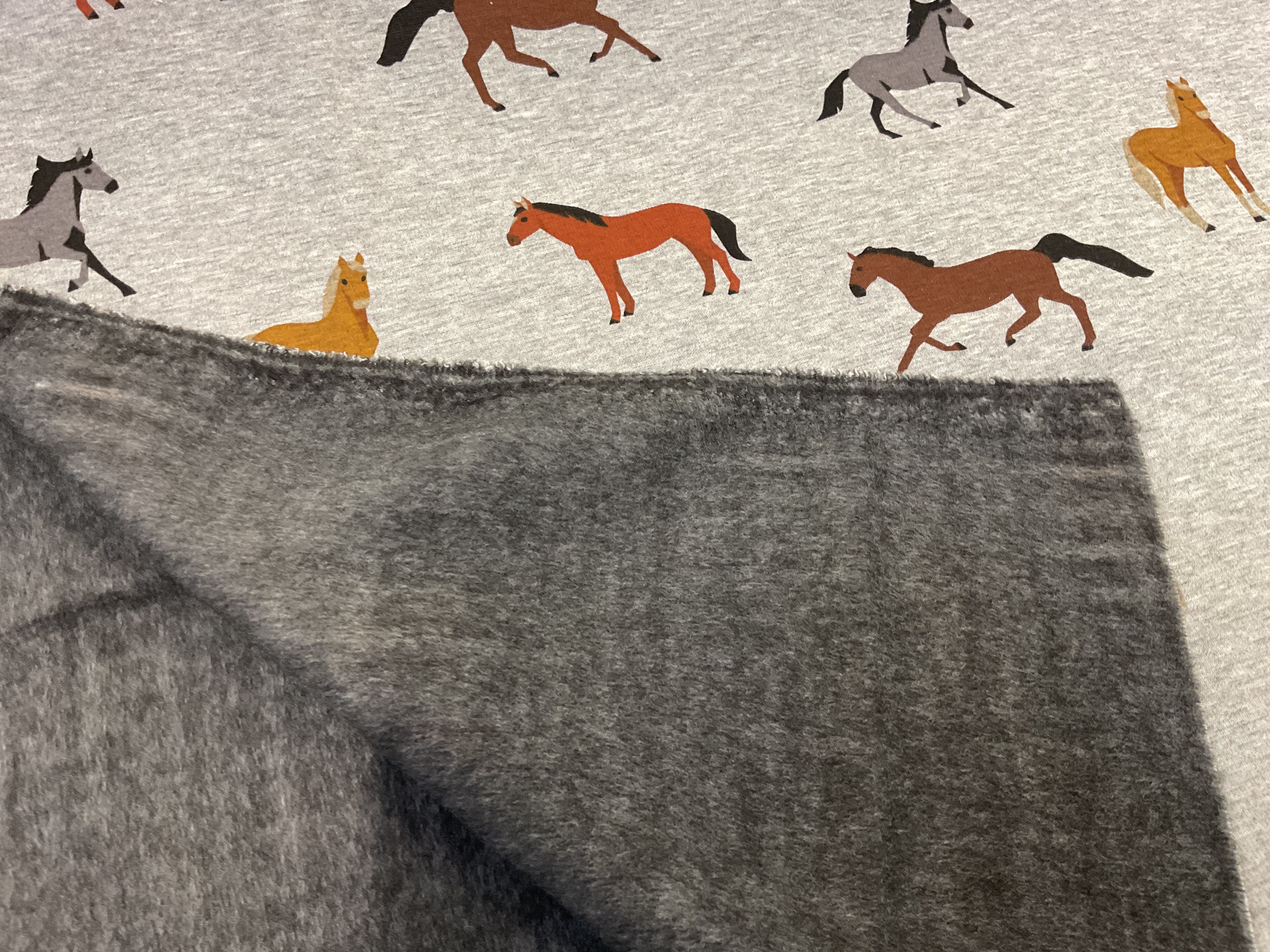 Horses on Marl Grey Alpine Fleece