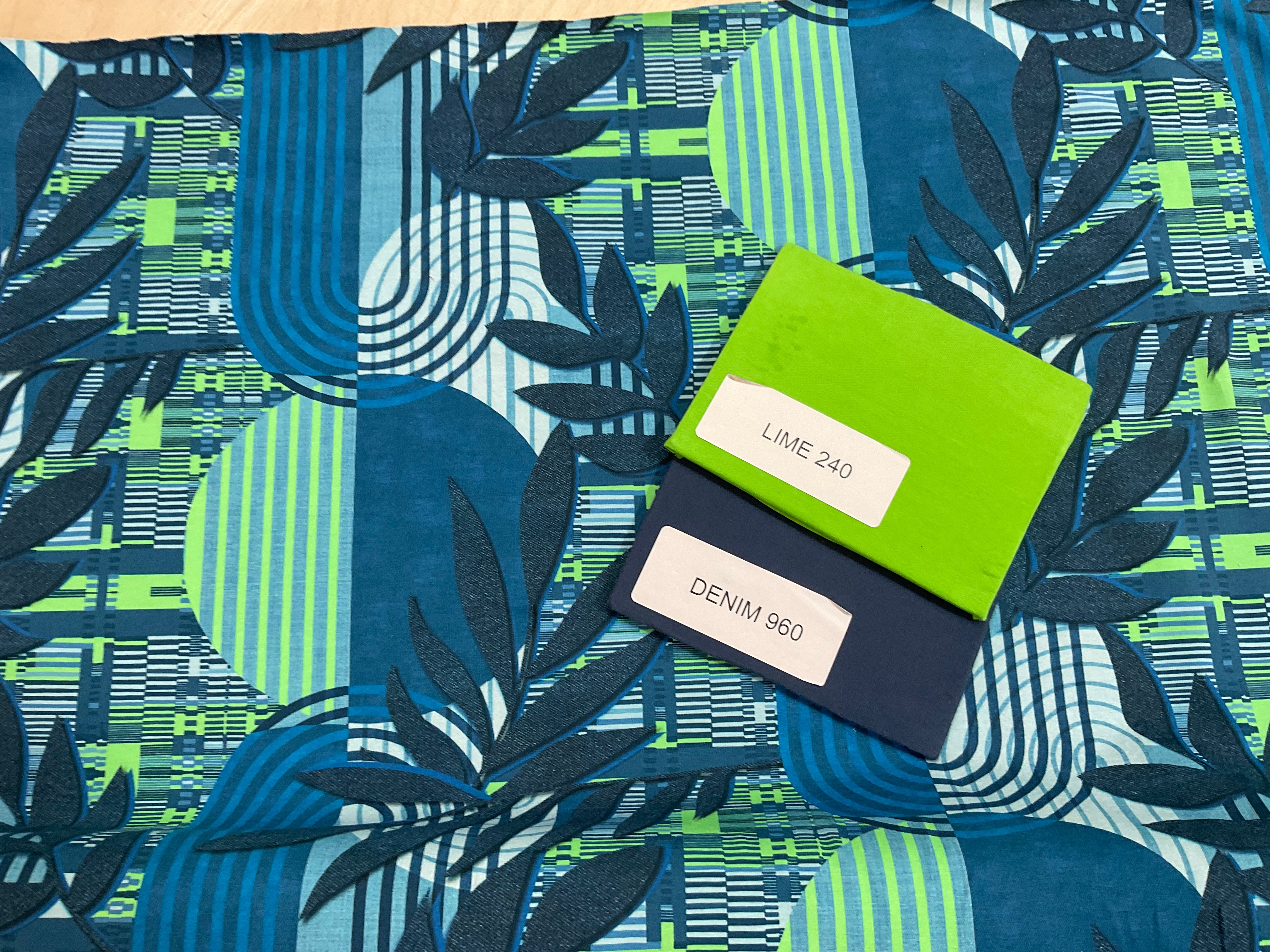 Large Scale Shapes and Leaves Cotton Jersey Fabric