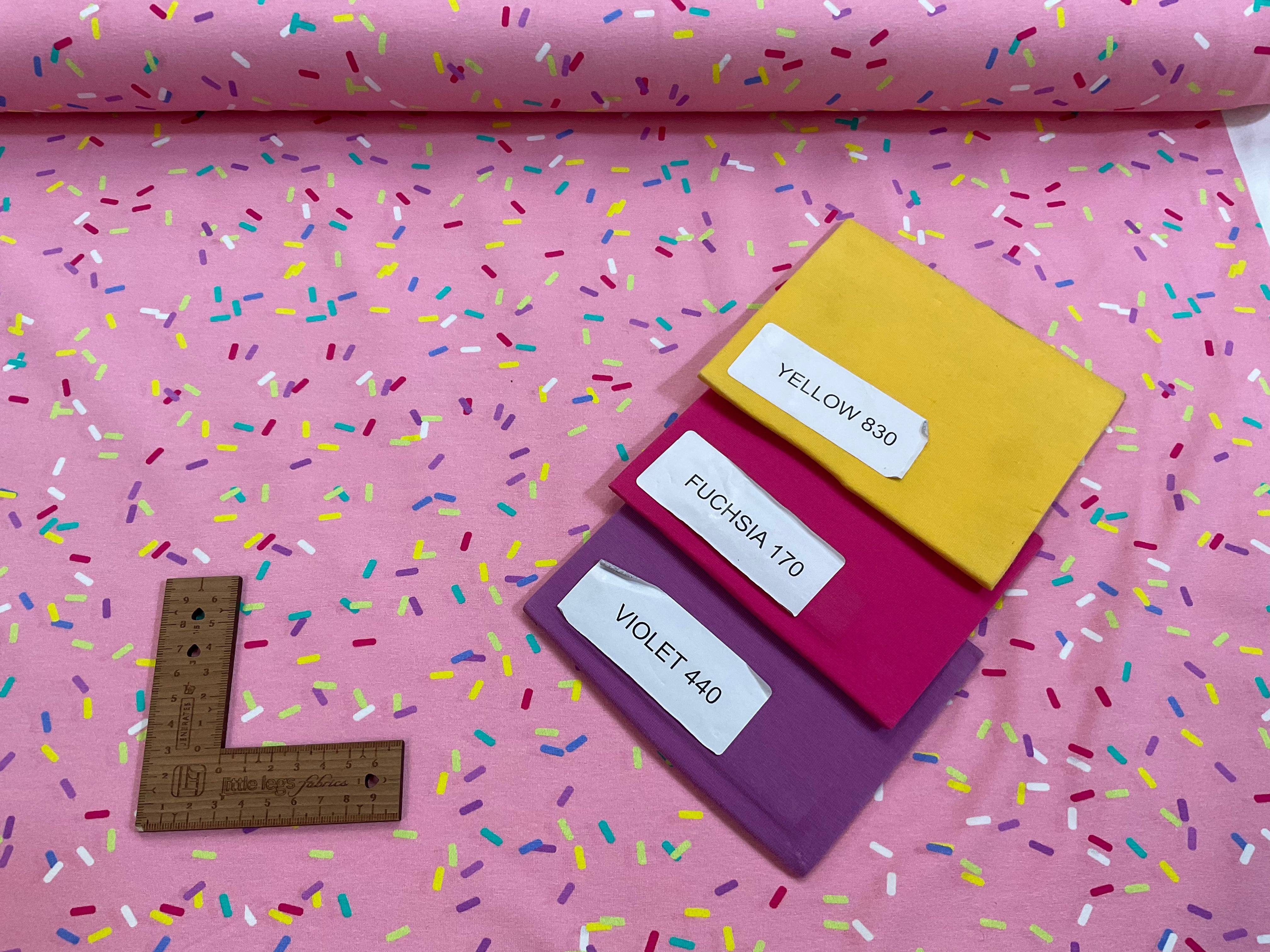 Sprinkles on Pink Cotton Jersey Fabric
