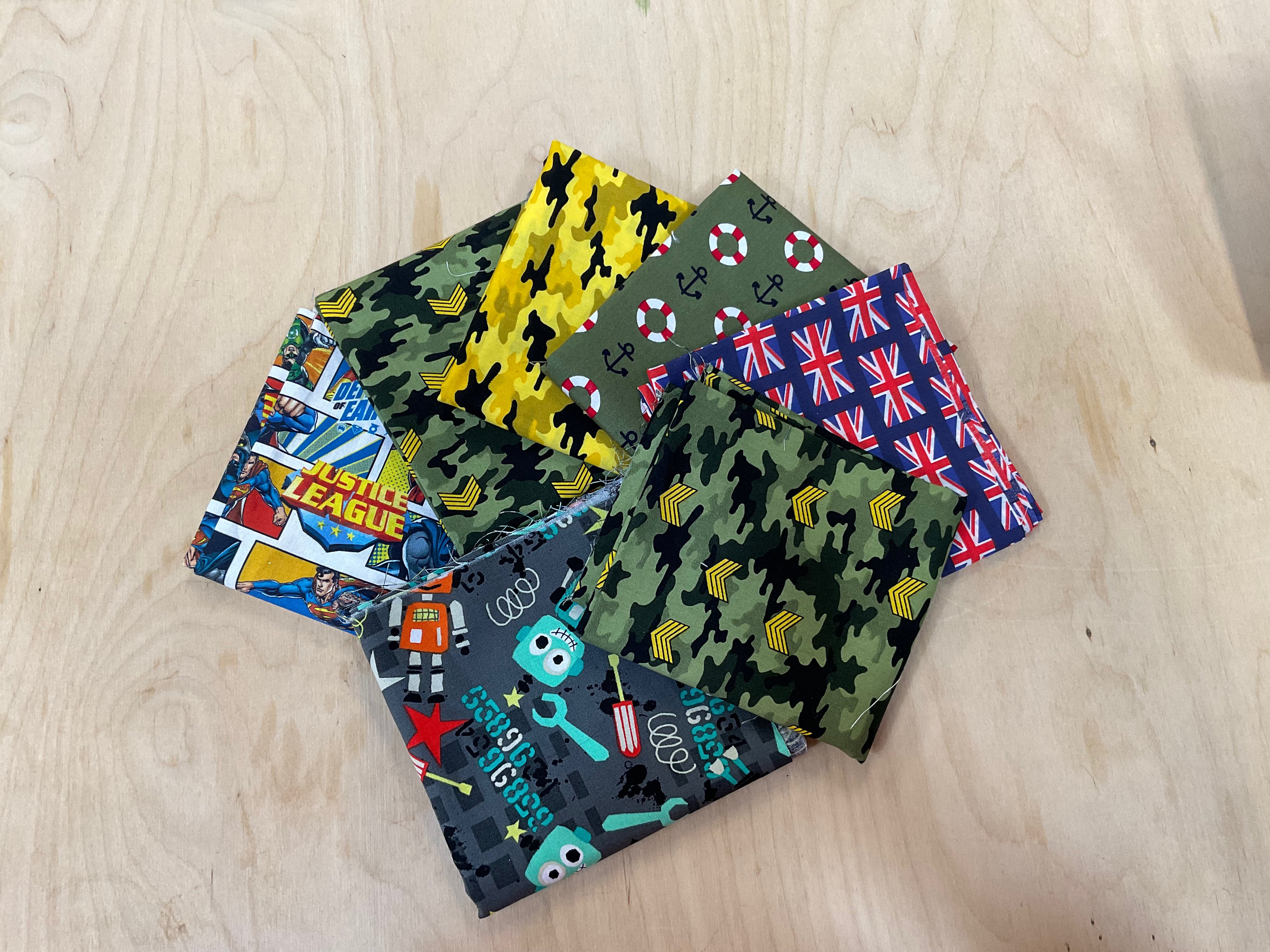 Camo Boys Cottons Fat Quarters Bundle