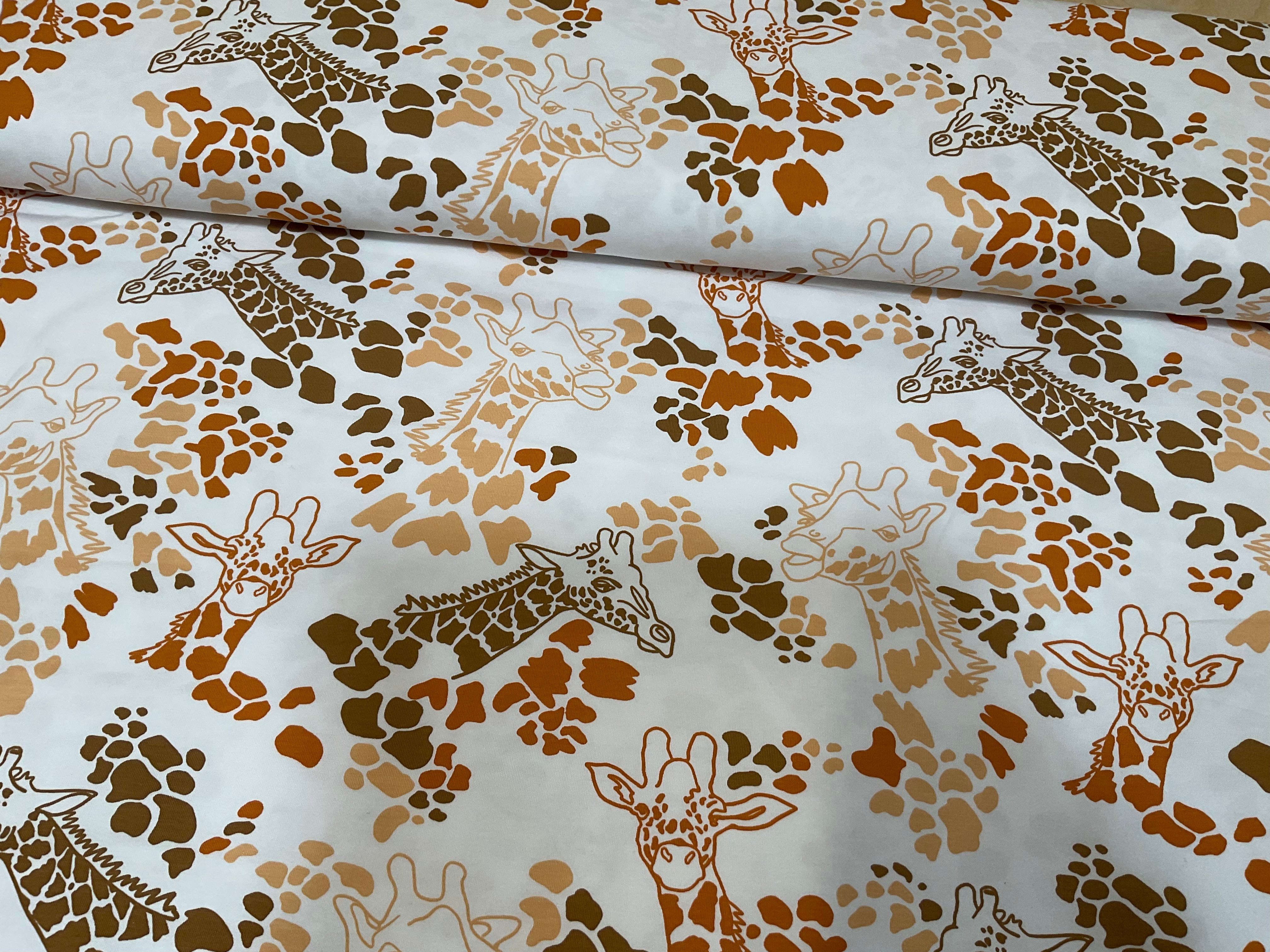 Posing Giraffe Cotton Jersey Fabric