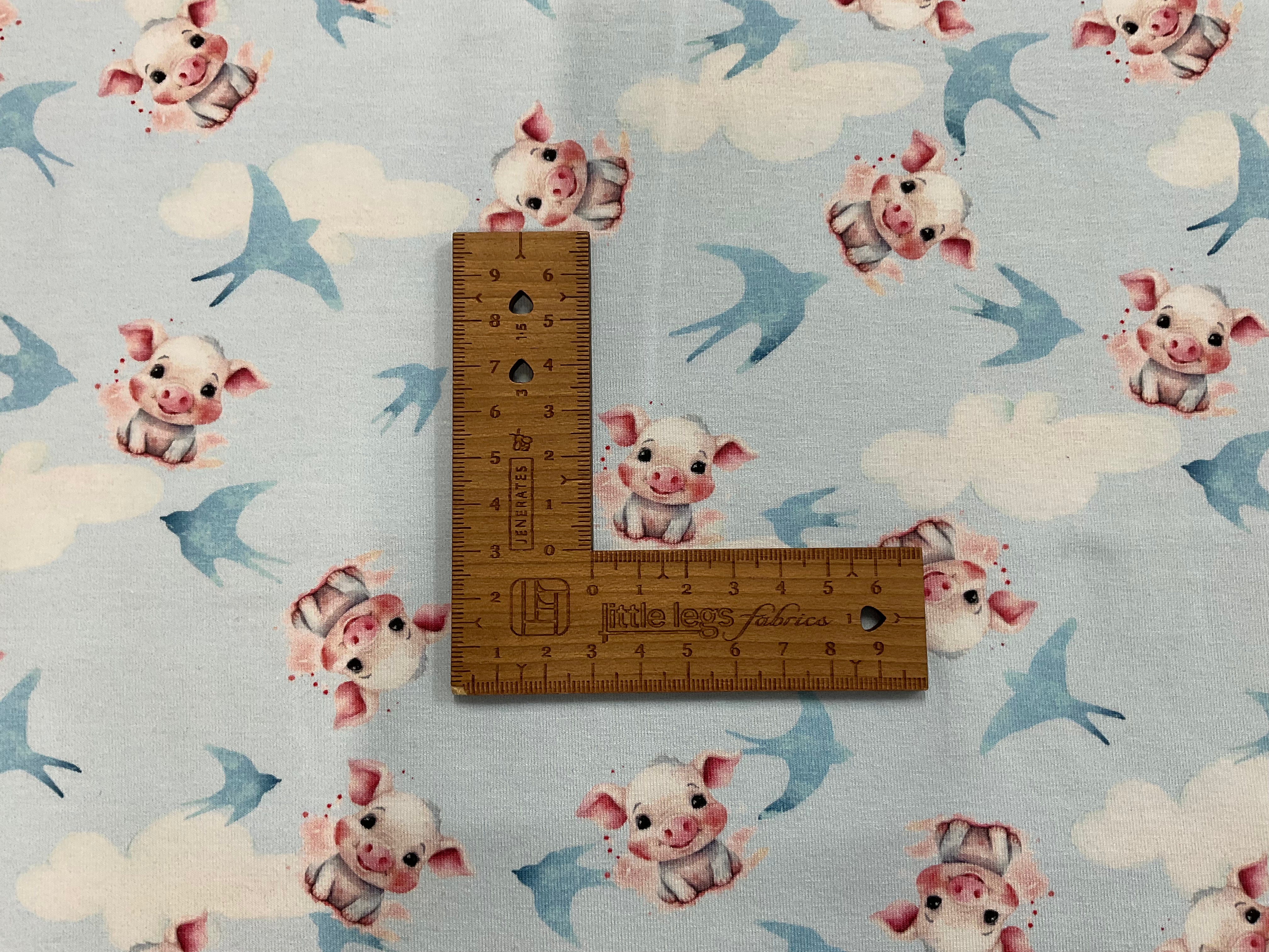 Pigs and Swallows Cotton Jersey Fabric
