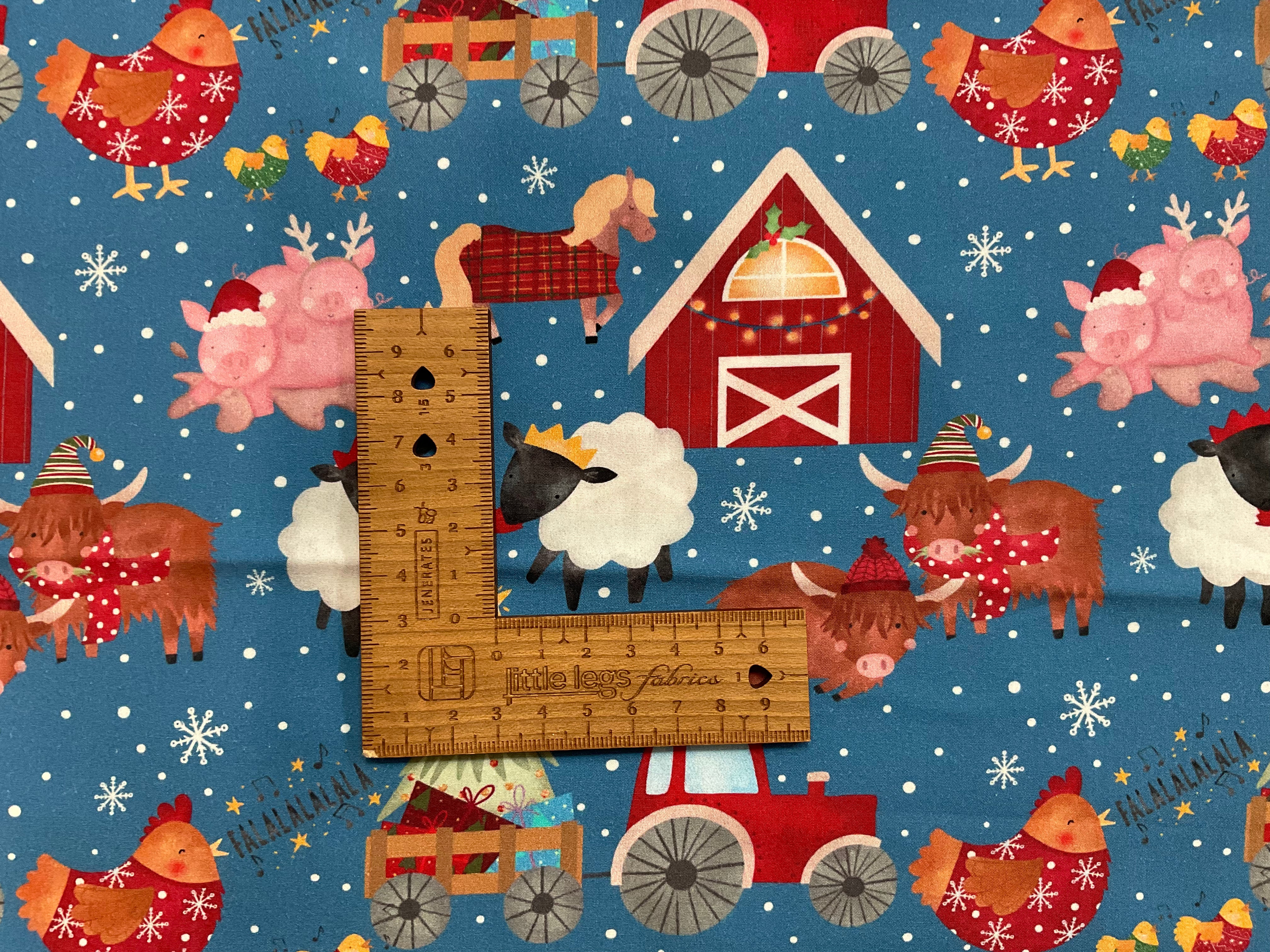 Christmas Farm Yard Organic Cotton Poplin