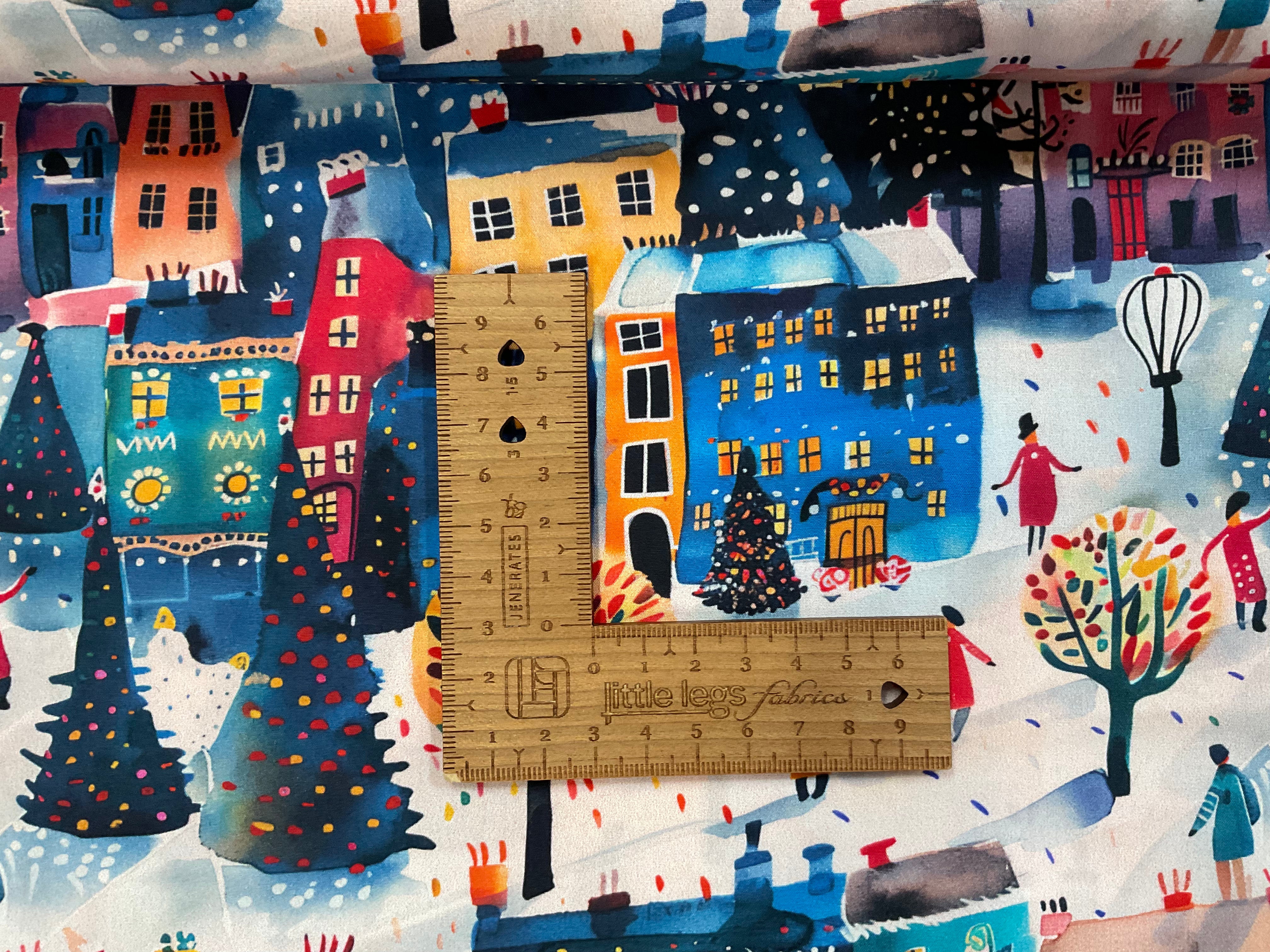 Village at Christmas Organic Cotton Poplin