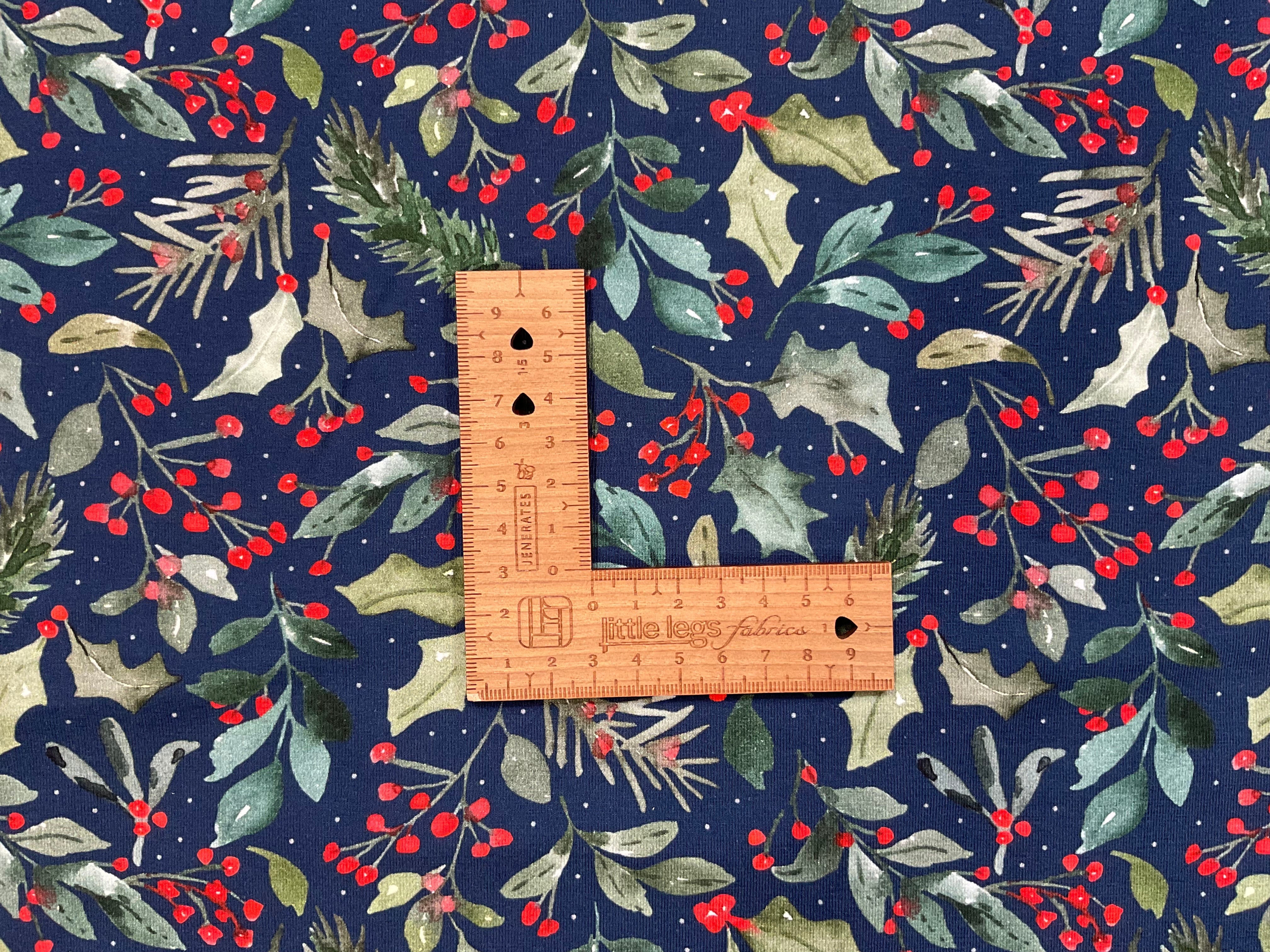 PRE ORDER Festive Berries and Leaves Navy- DUE IN STOCK MID SEPTEMBER