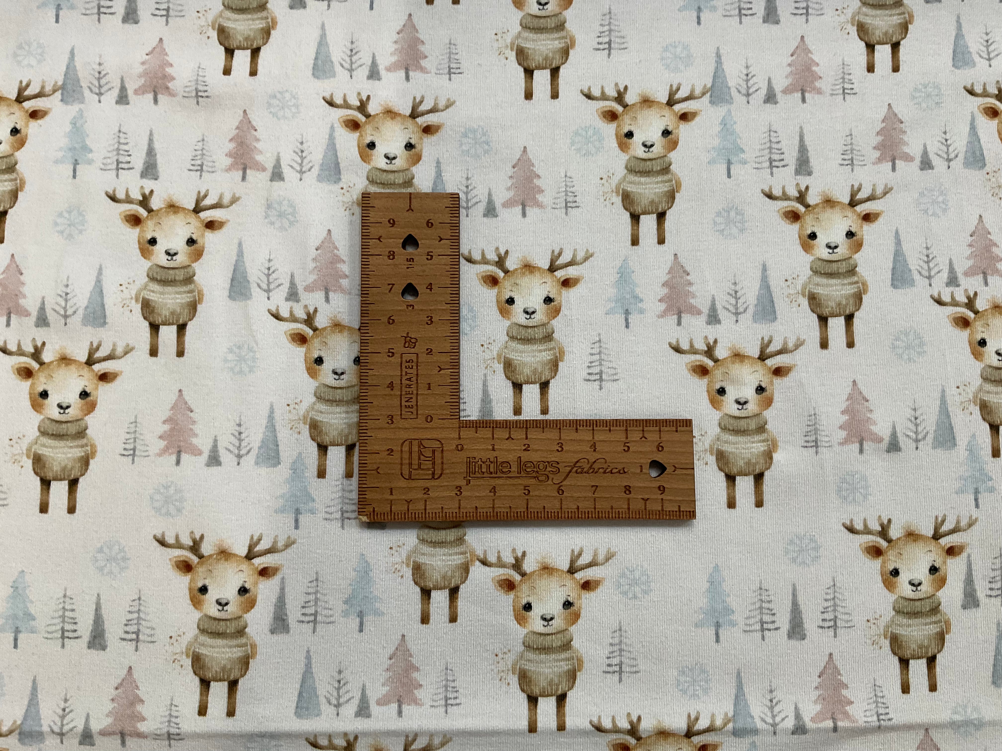 Winter Reindeer Cotton Jersey Fabric