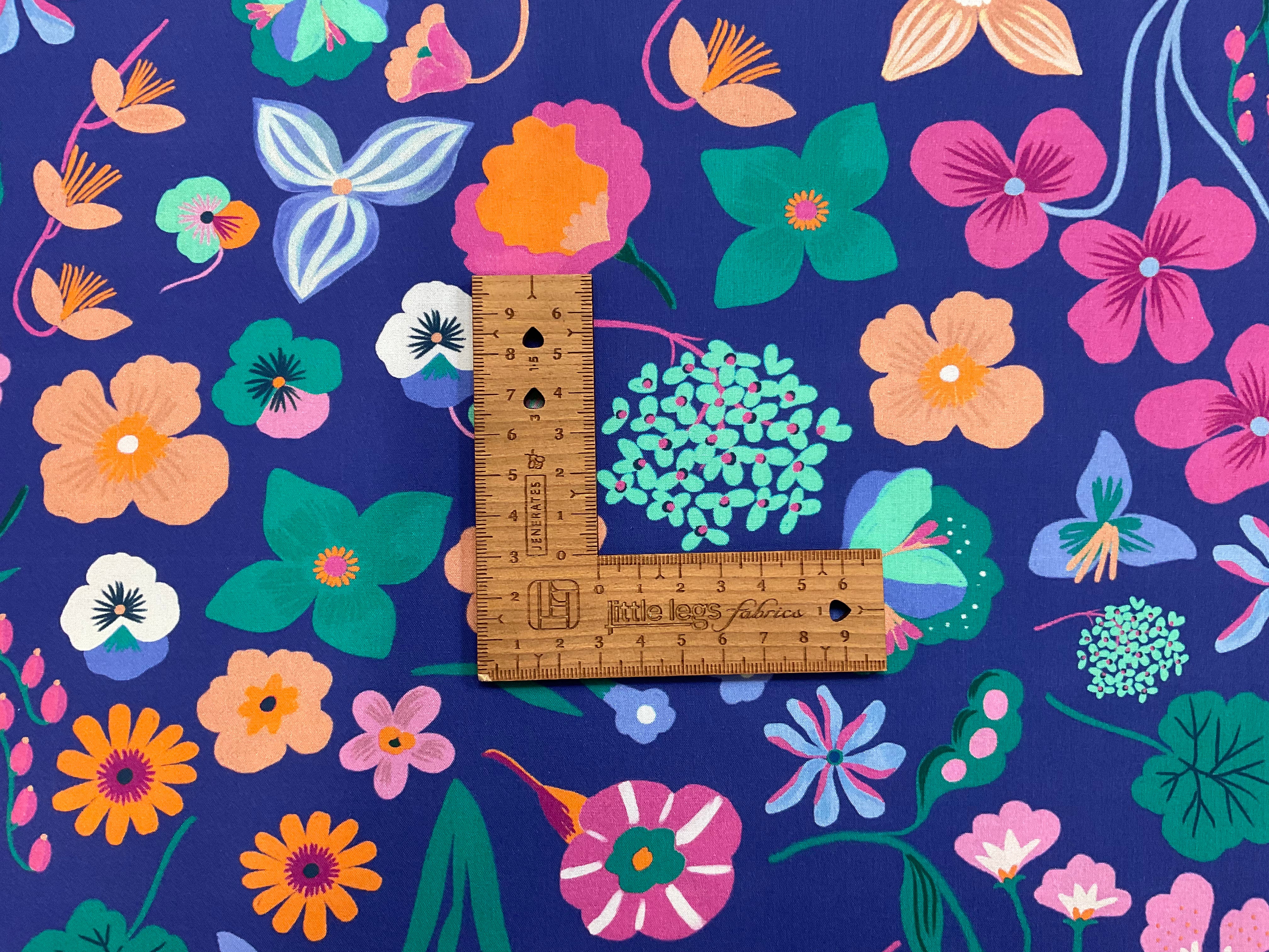 Nerida Hansen Blue Meadow Flower Fine Poplin