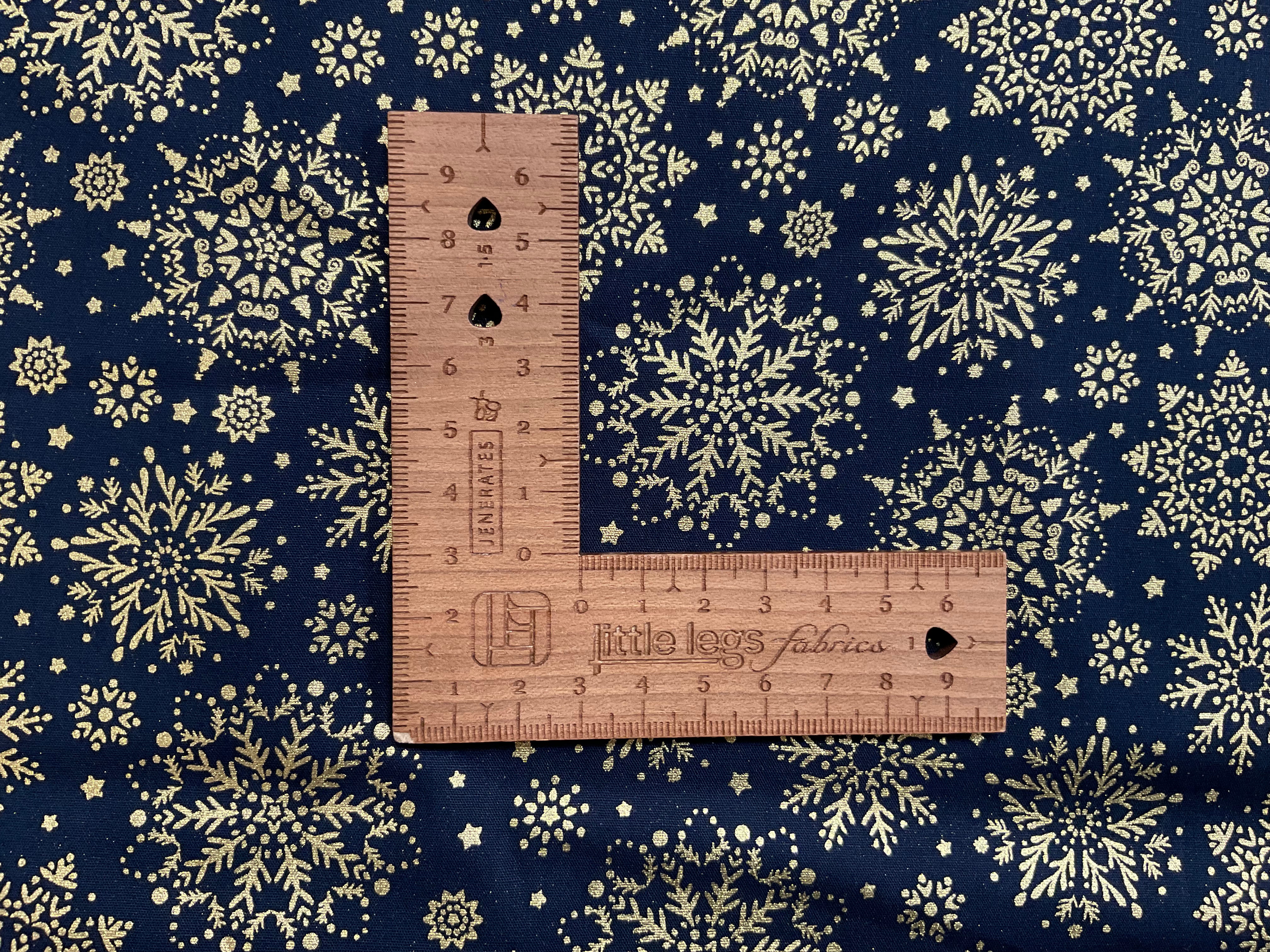 Gold Foil Snowflakes on Navy Cotton Poplin
