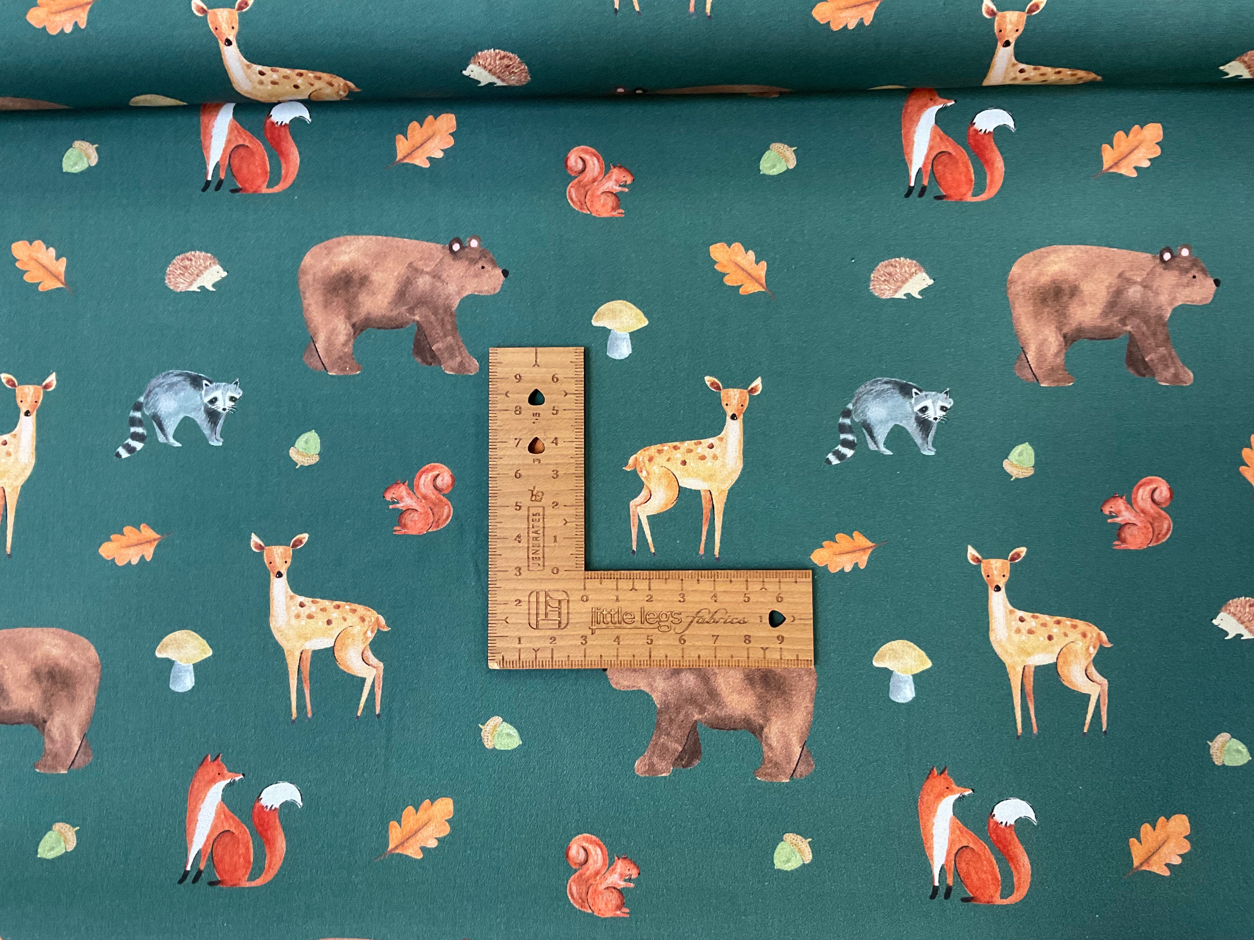 Forest Animals on Khaki Fine Cotton Poplin