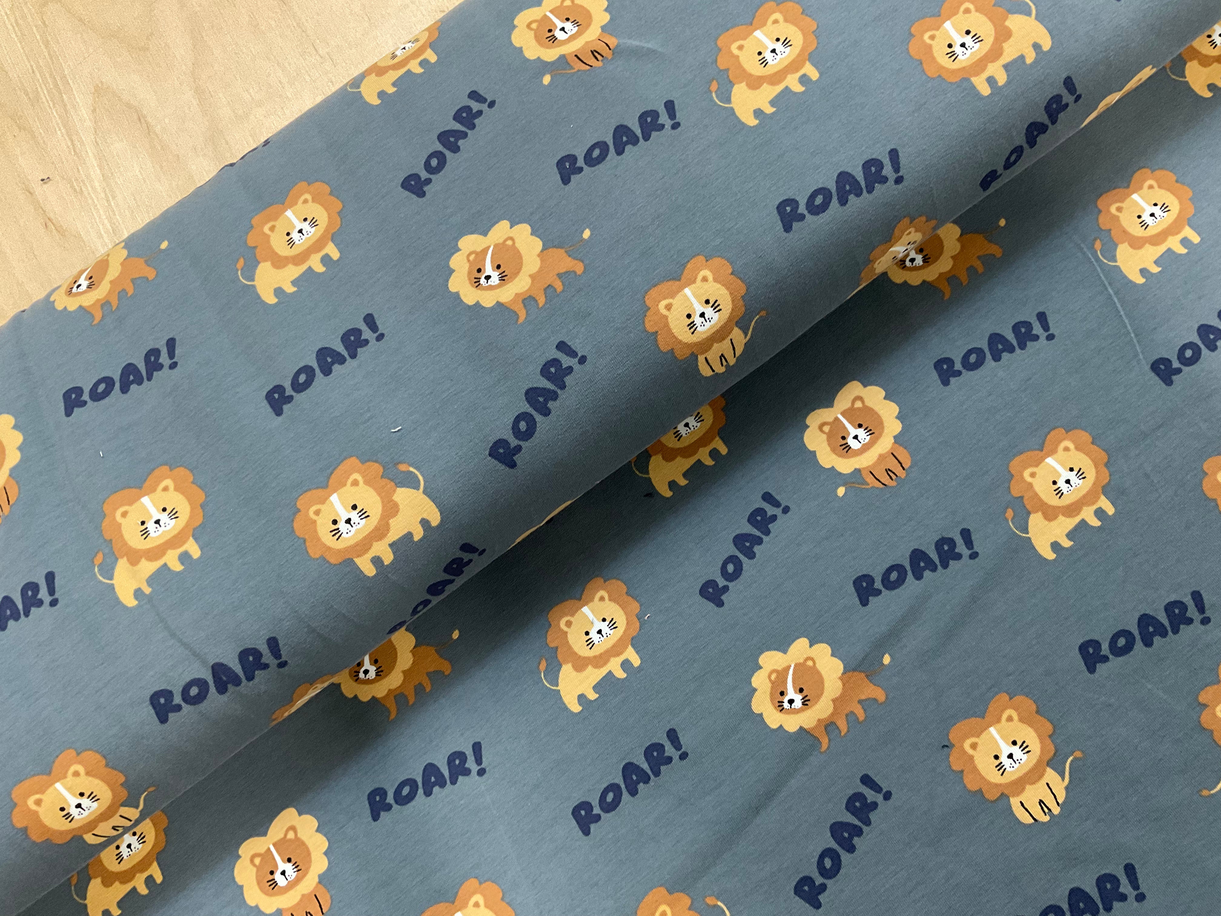 Roar! Lions Cotton Jersey Fabric