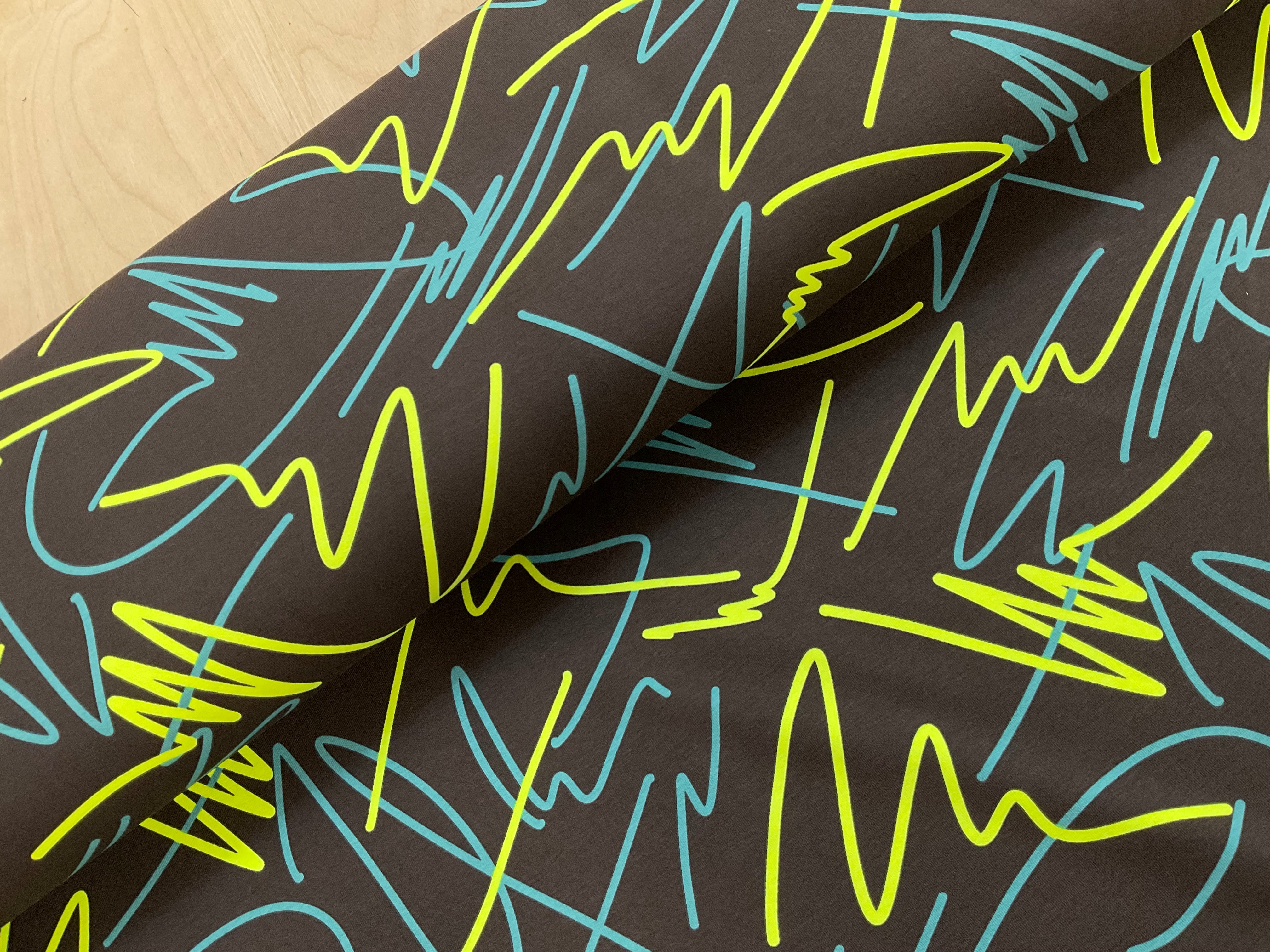 Neon Squiggles Cotton Jersey Fabric