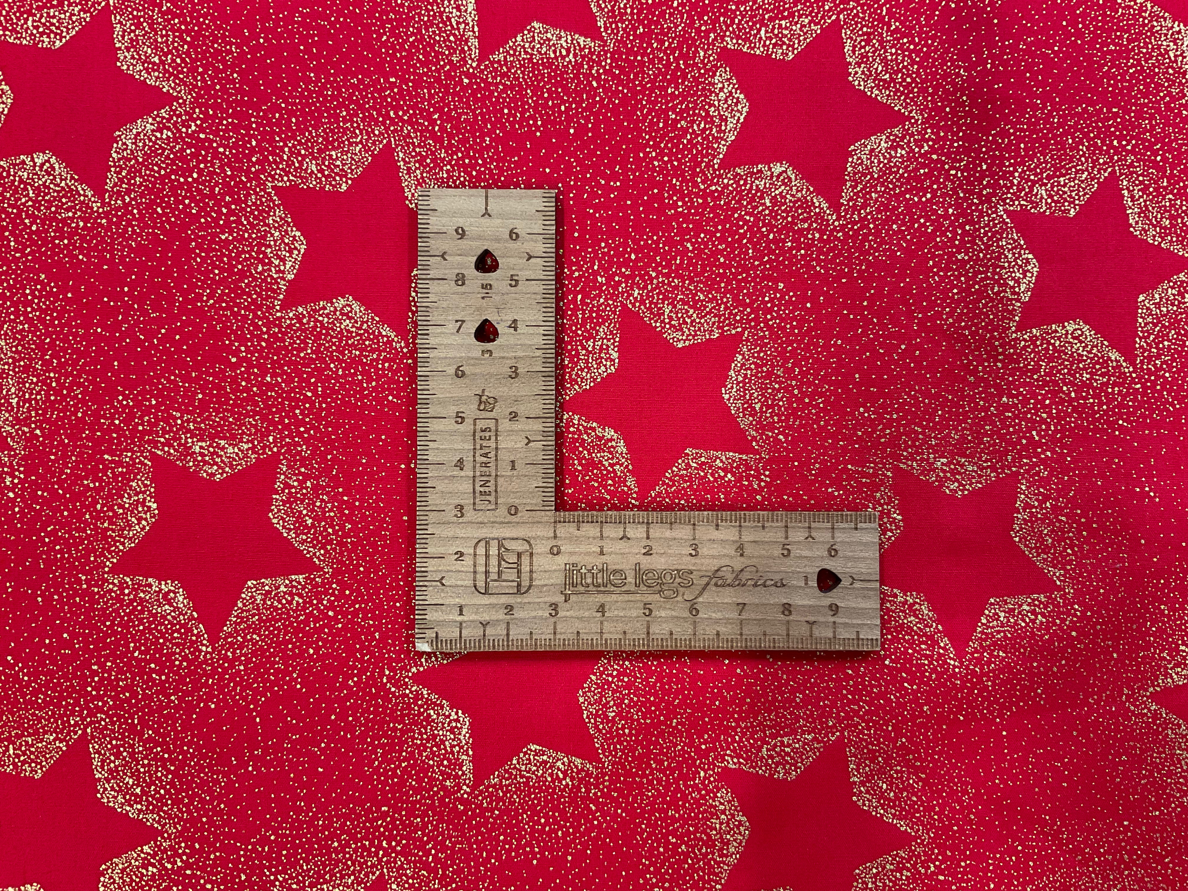 Gold Foil Stars on Red Cotton Poplin