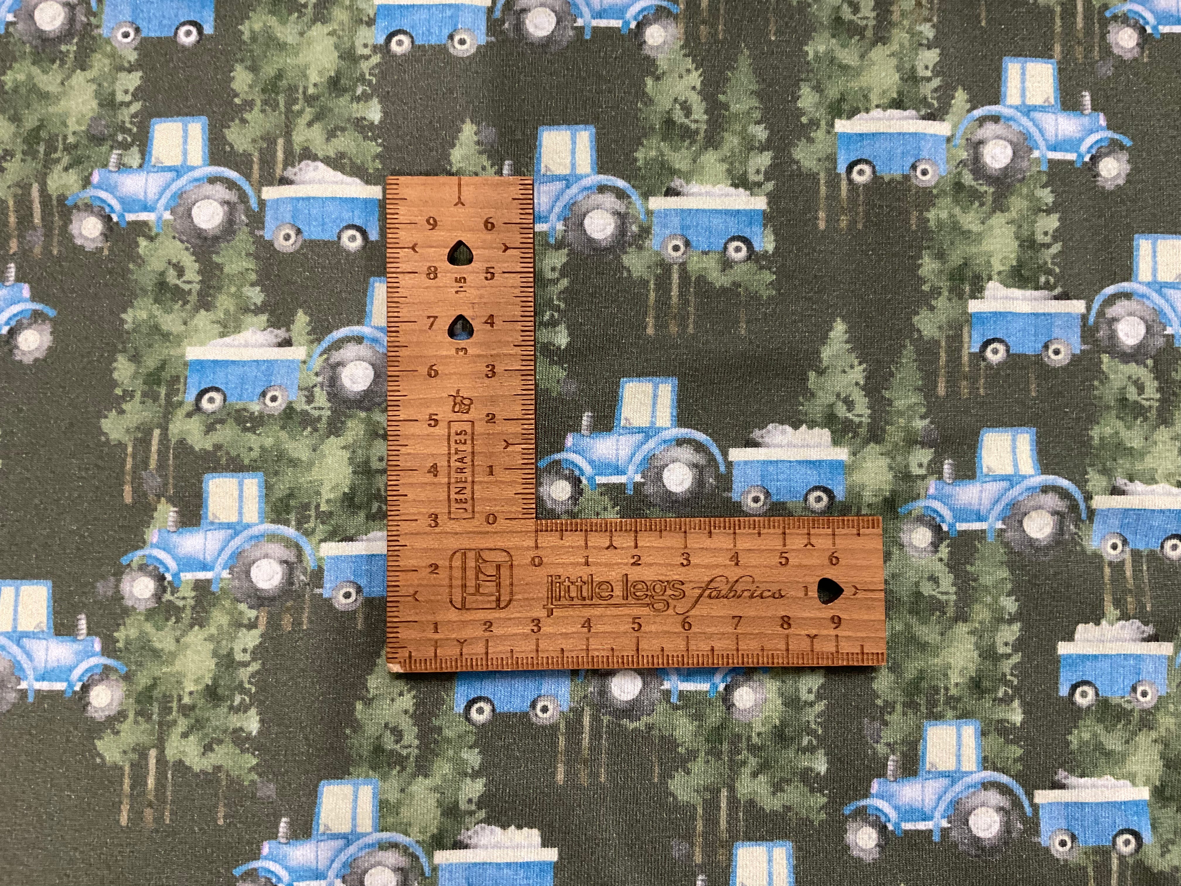 Forest Tractor Trail Cotton Jersey Fabric