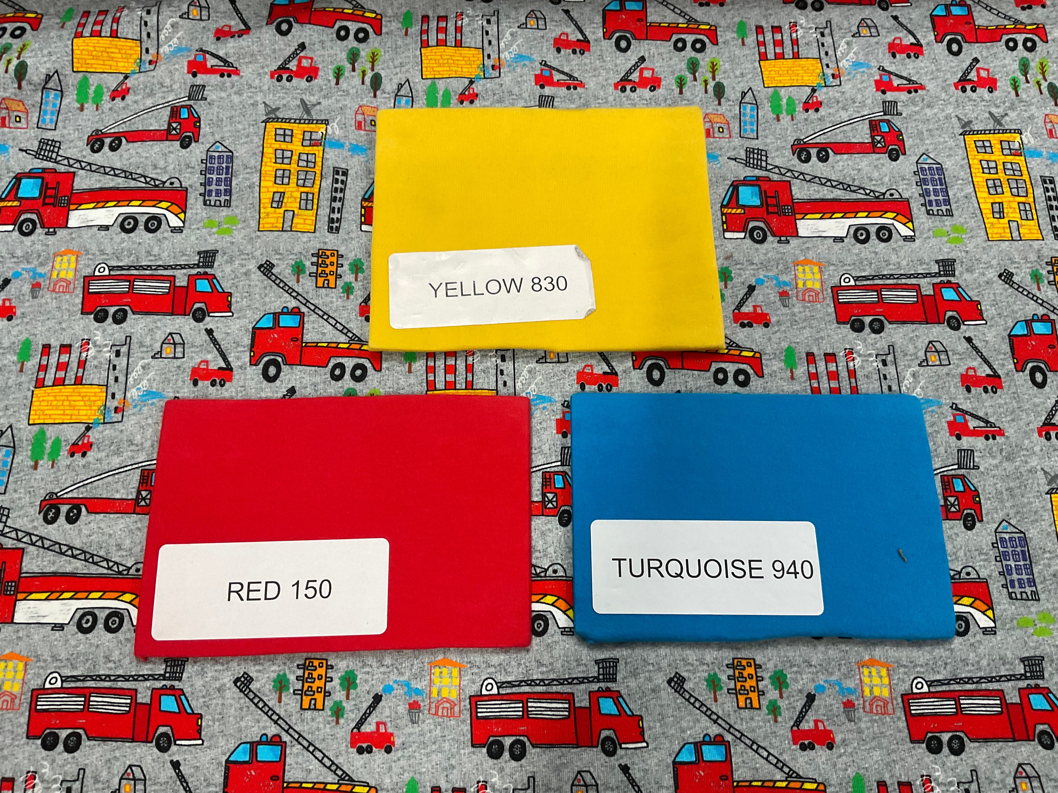 Fire Engine Doodle Brushed French Terry