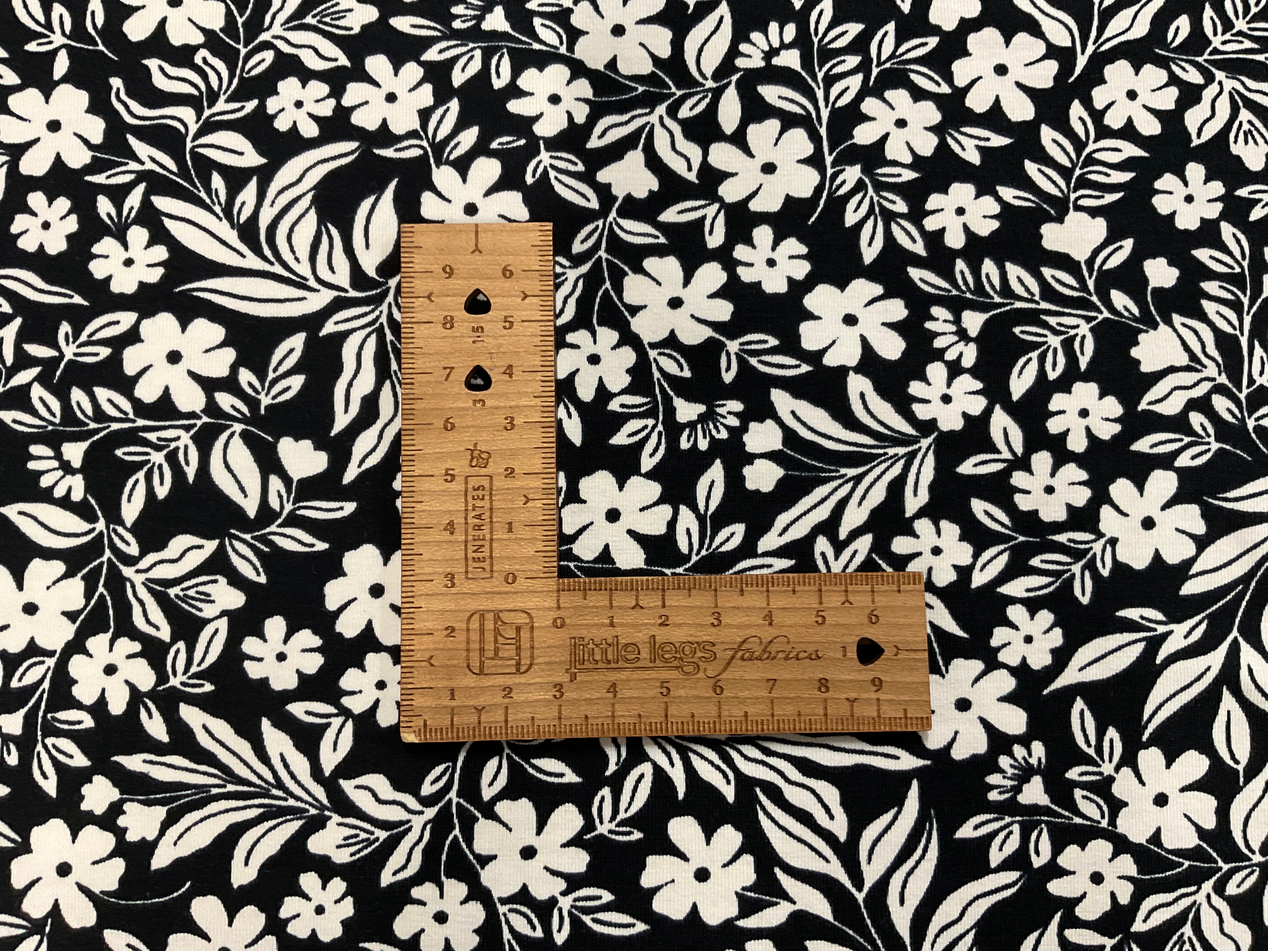 Monochrome Garden Cotton Jersey Fabric