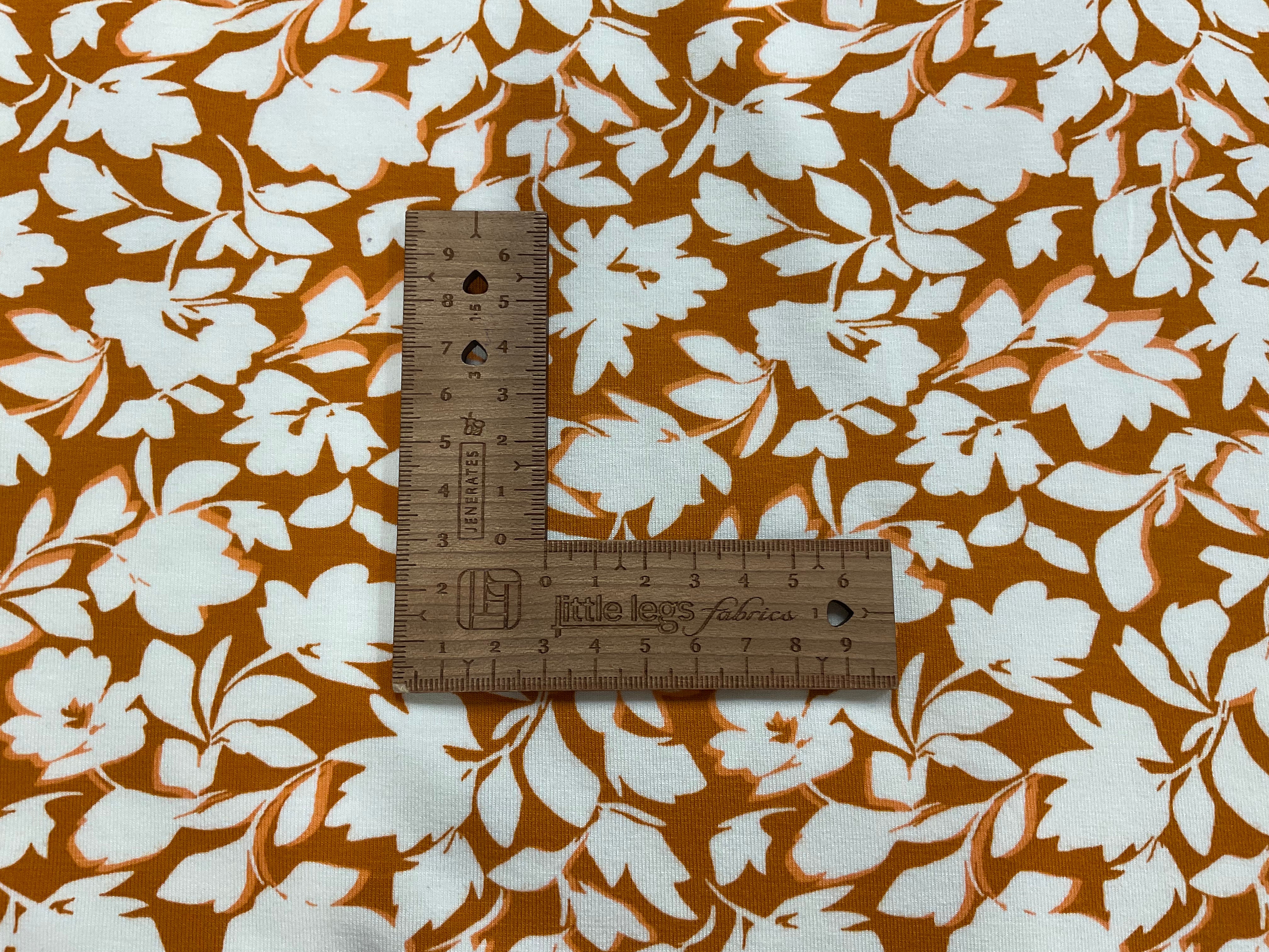 Leaf Silhouette on Pumpkin Bamboo Jersey