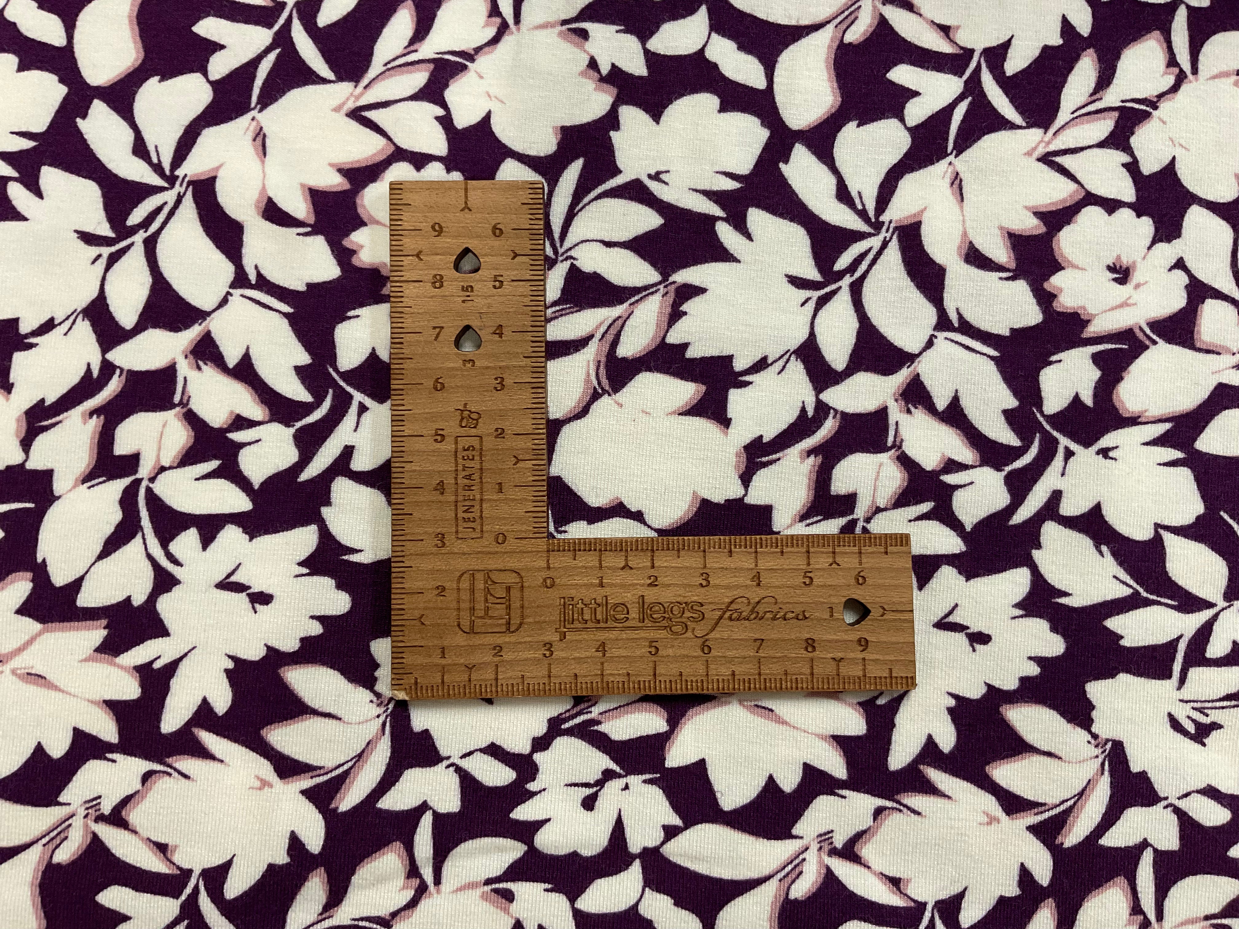 Leaf Silhouette on Aubergine Bamboo Jersey