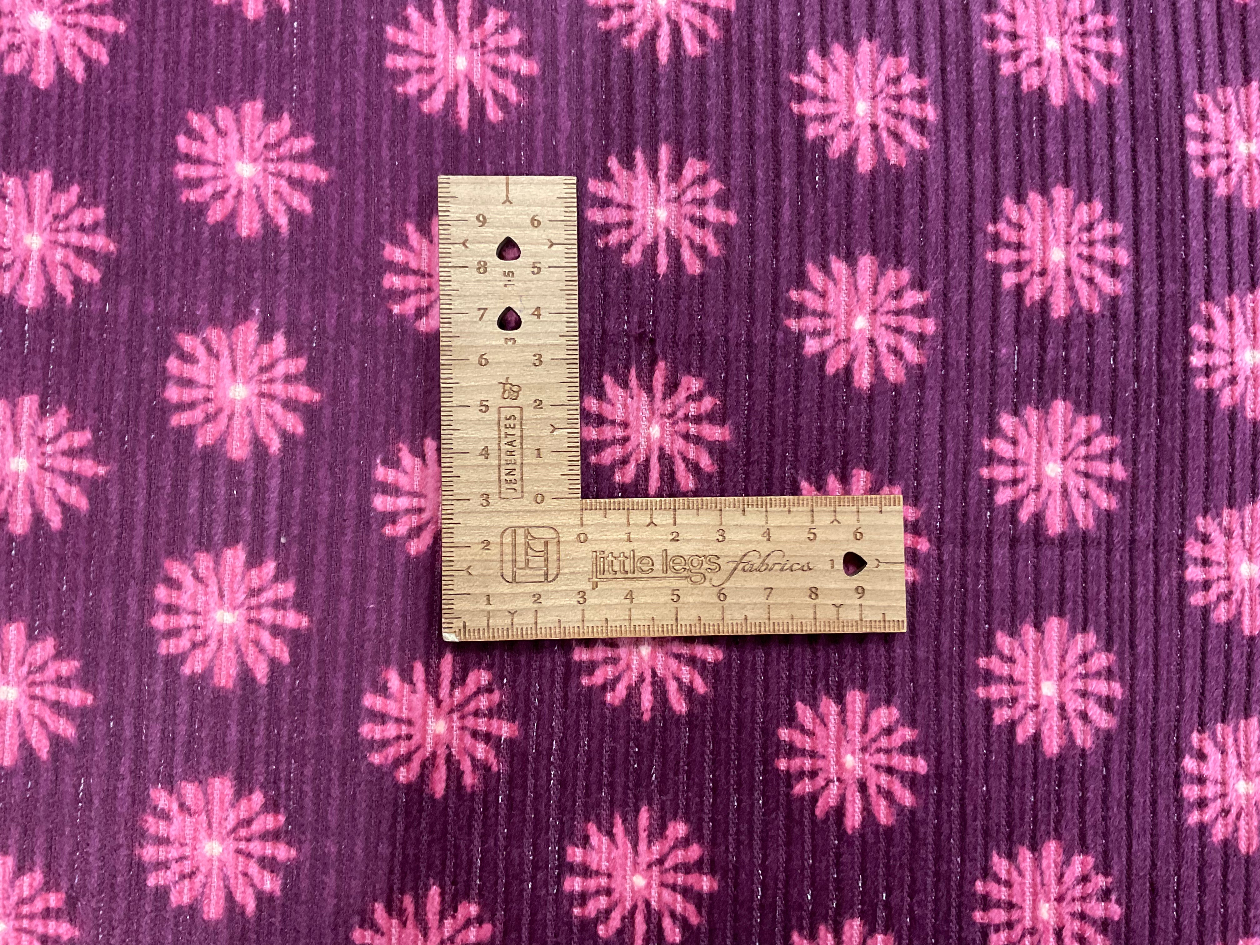 Flowers on Burgundy 6mm Washed Corduroy