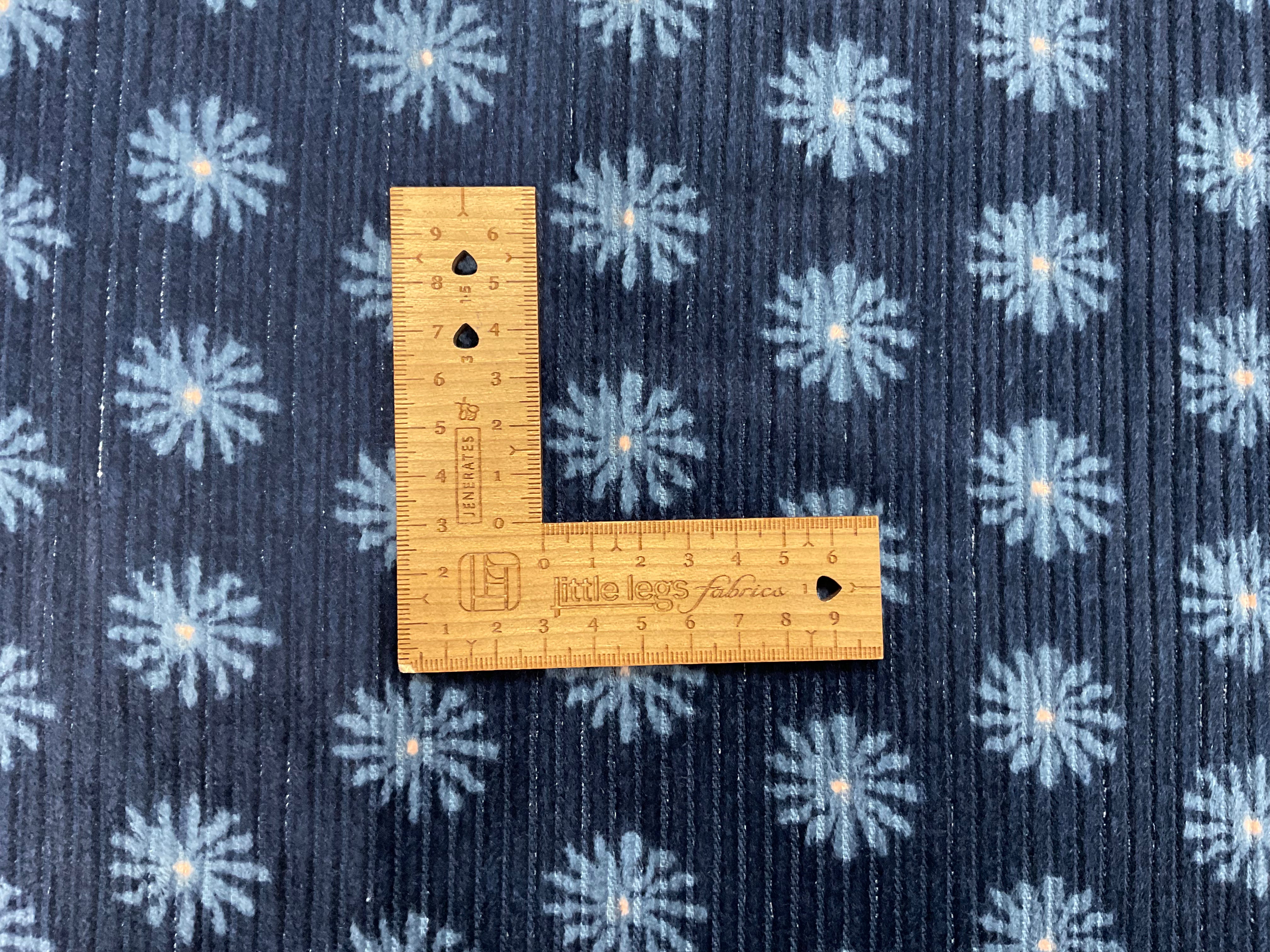 Flowers on Navy 6mm Washed Corduroy