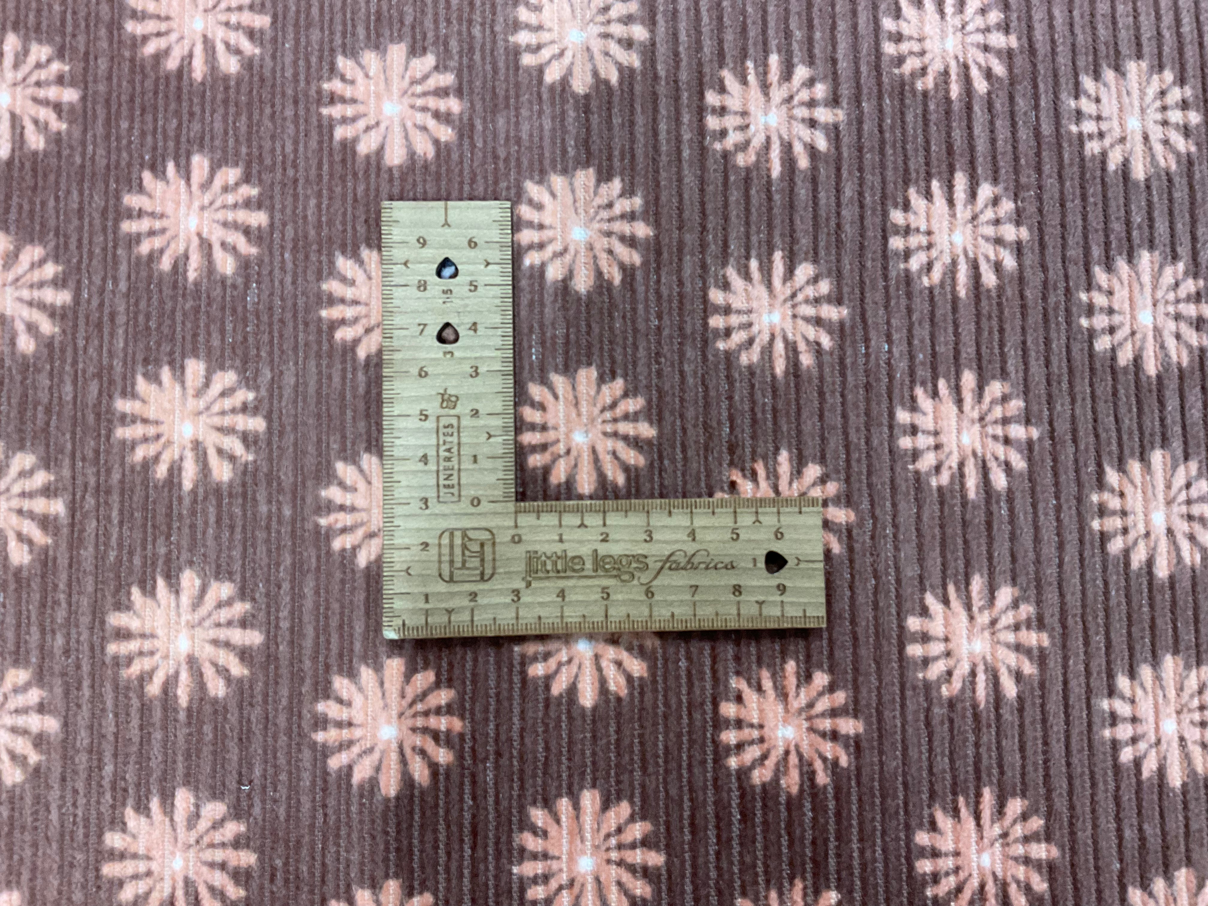 Flowers on Light Brown 6mm Washed Corduroy