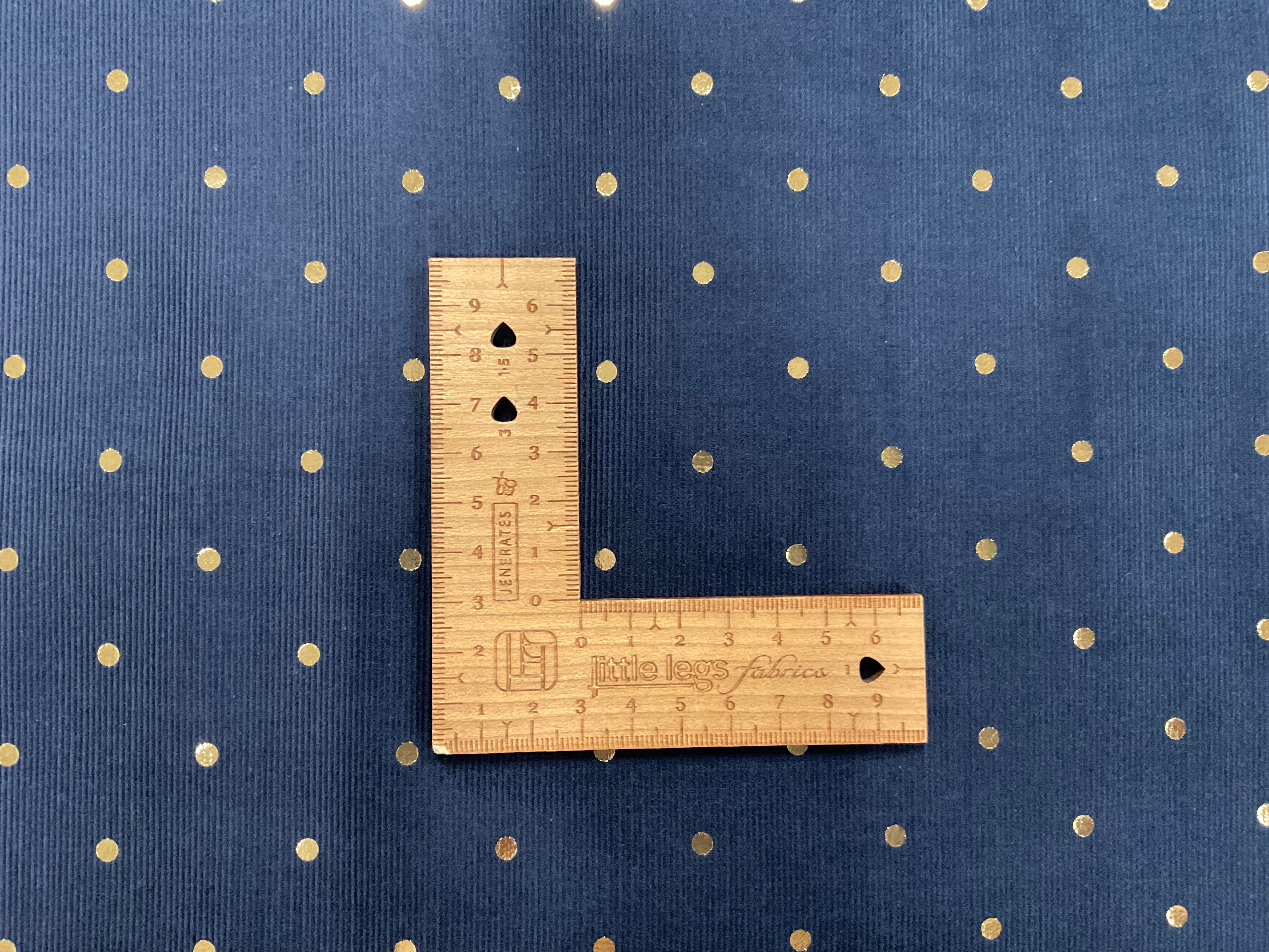 Gold Foil Dots on Navy Needlecord/Corduroy