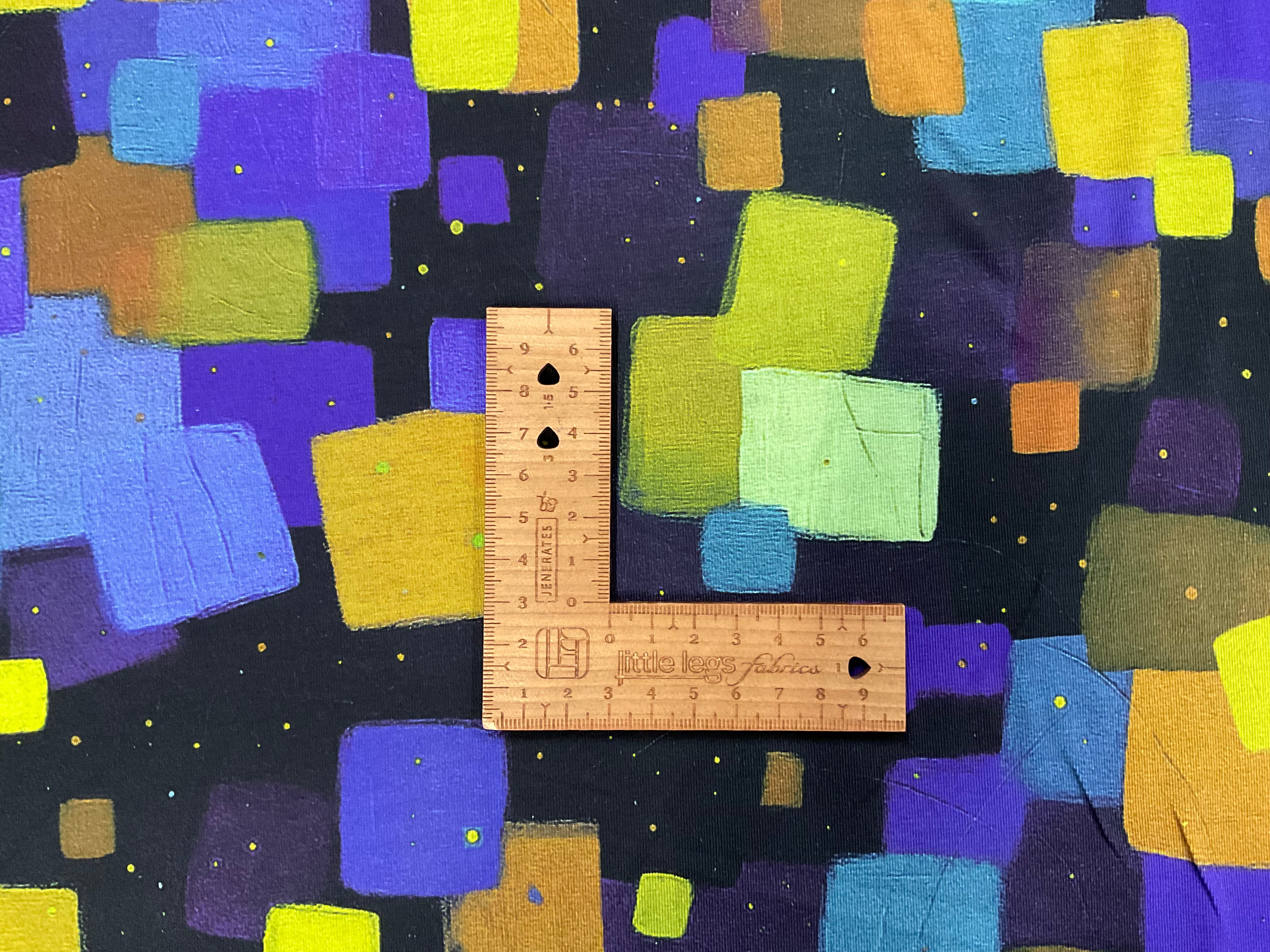 Midnight Kaleido Squares Cotton Jersey