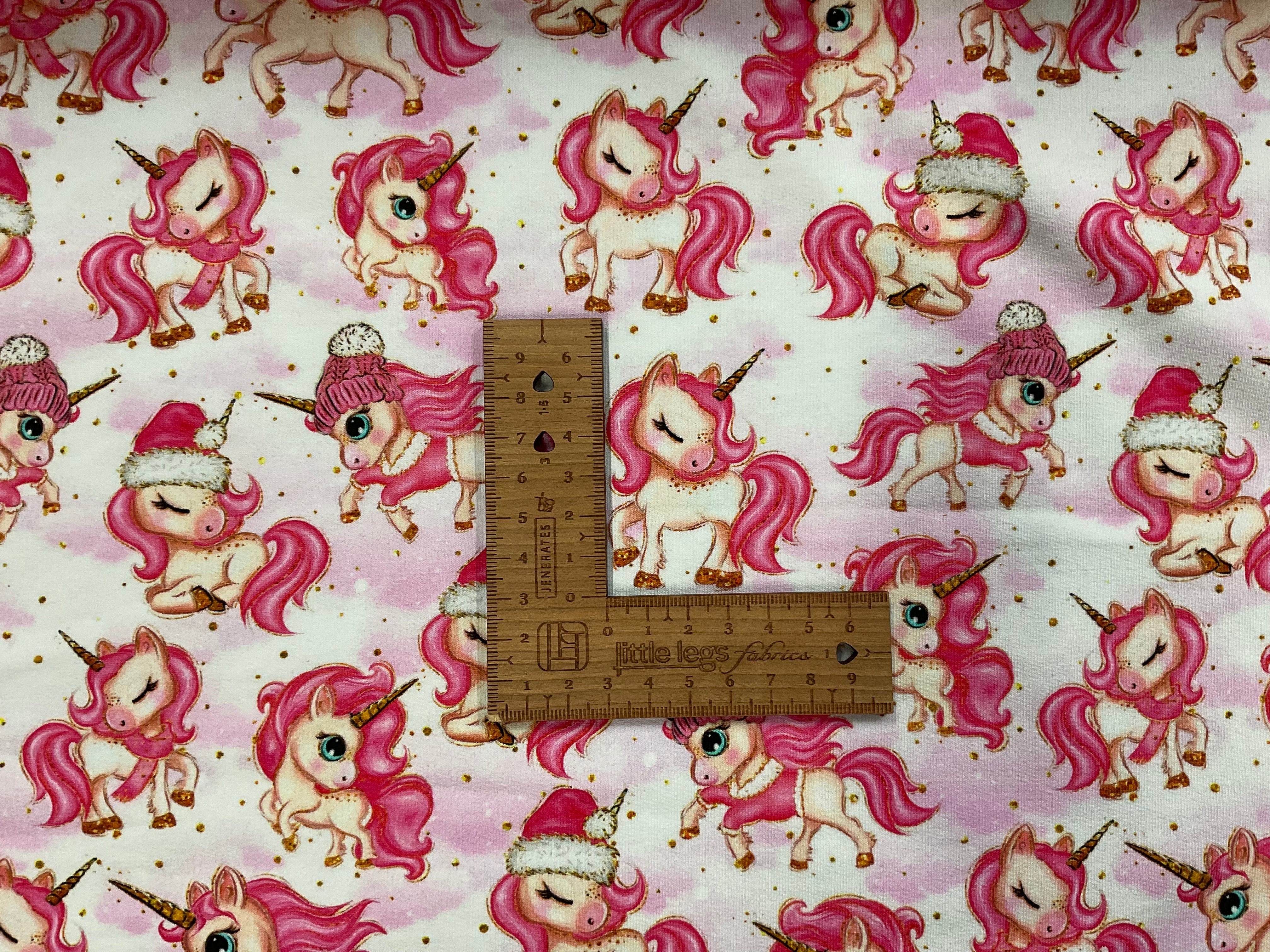 PRE ORDER Winter Unicorns Cotton Jersey Fabric - DUE IN STOCK MID NOVEMBER