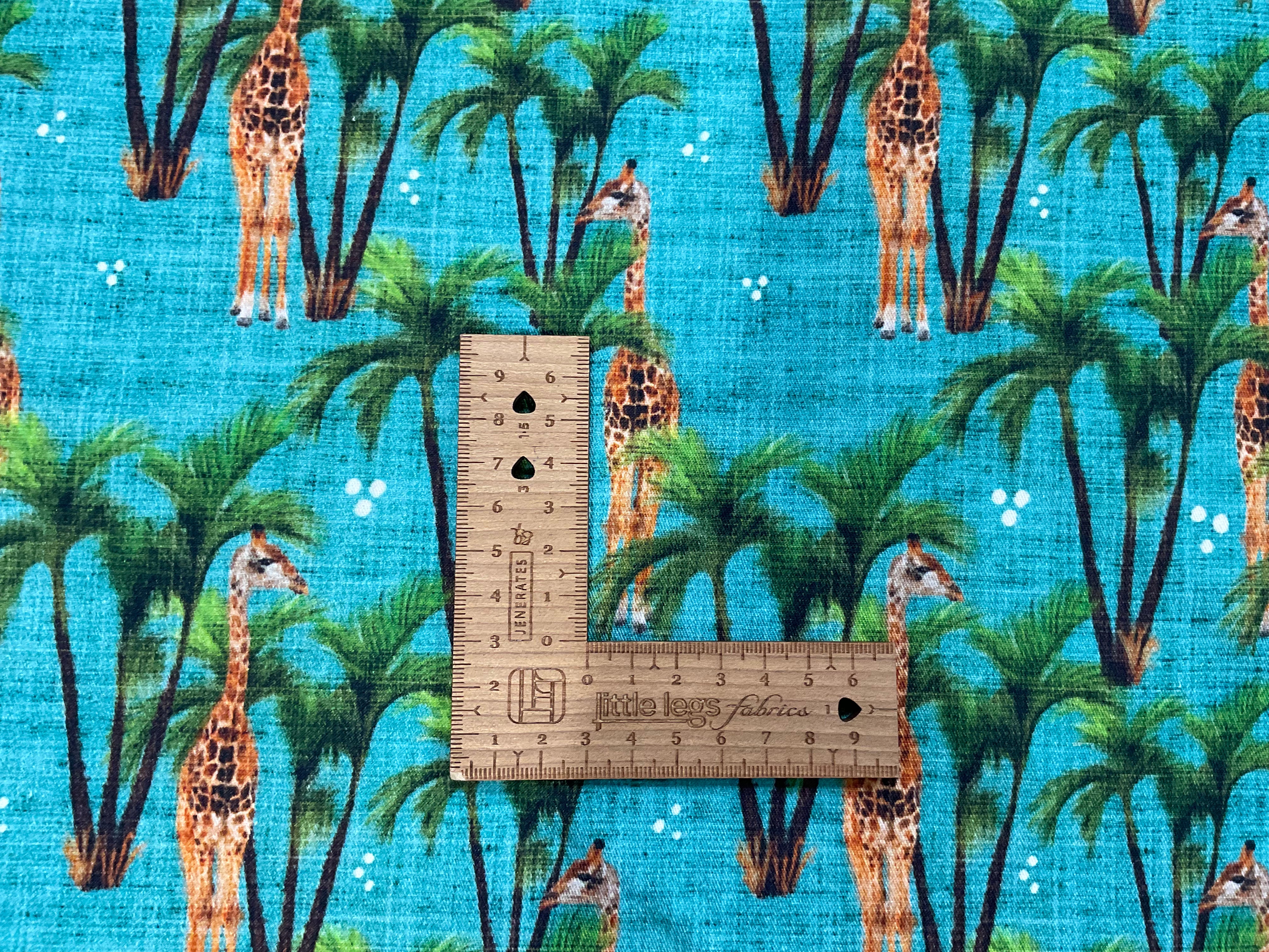 Giraffe and Palm Trees Cotton Canvas Twill