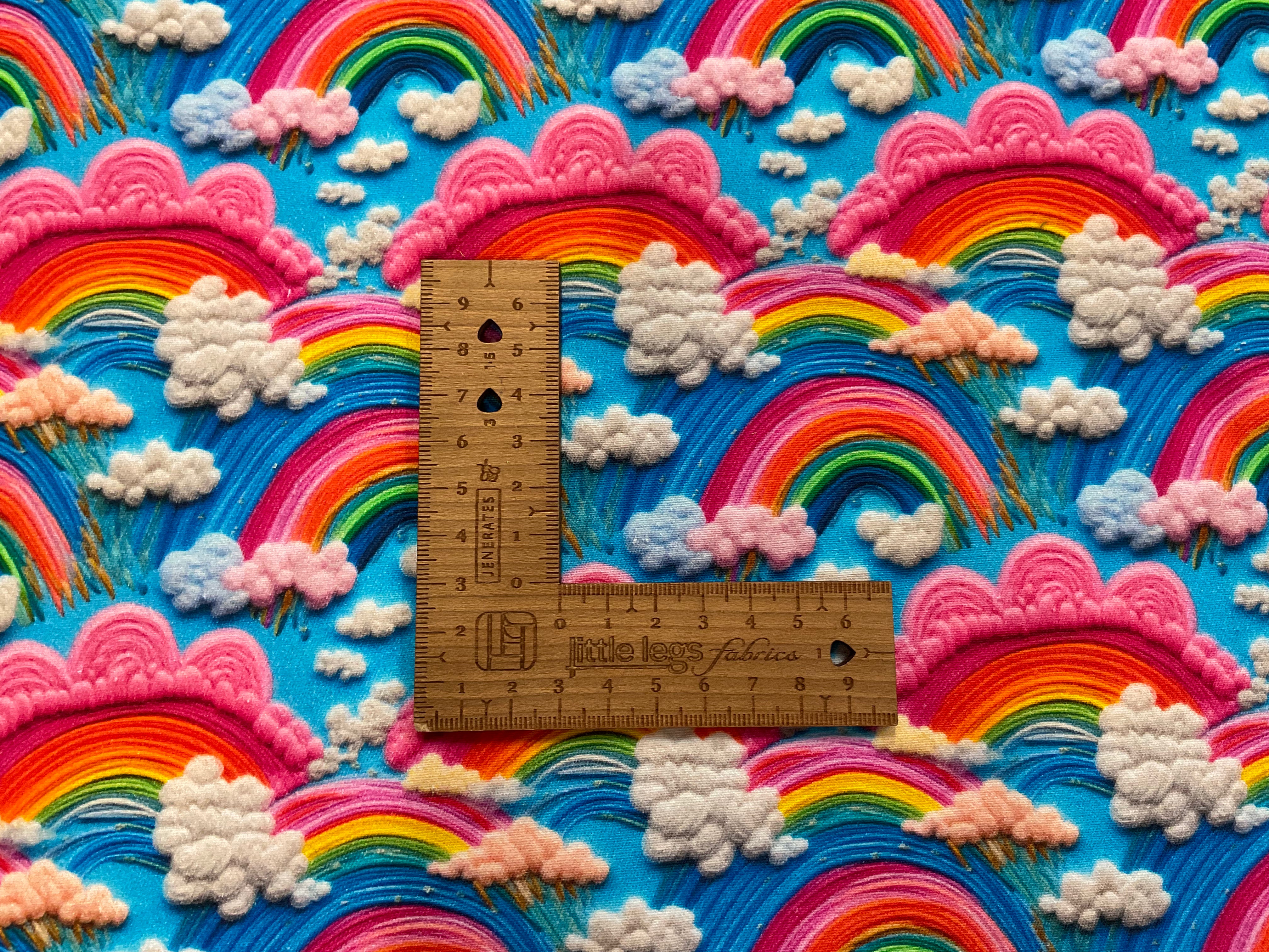 3D Look Rainbows Cotton Canvas Twill