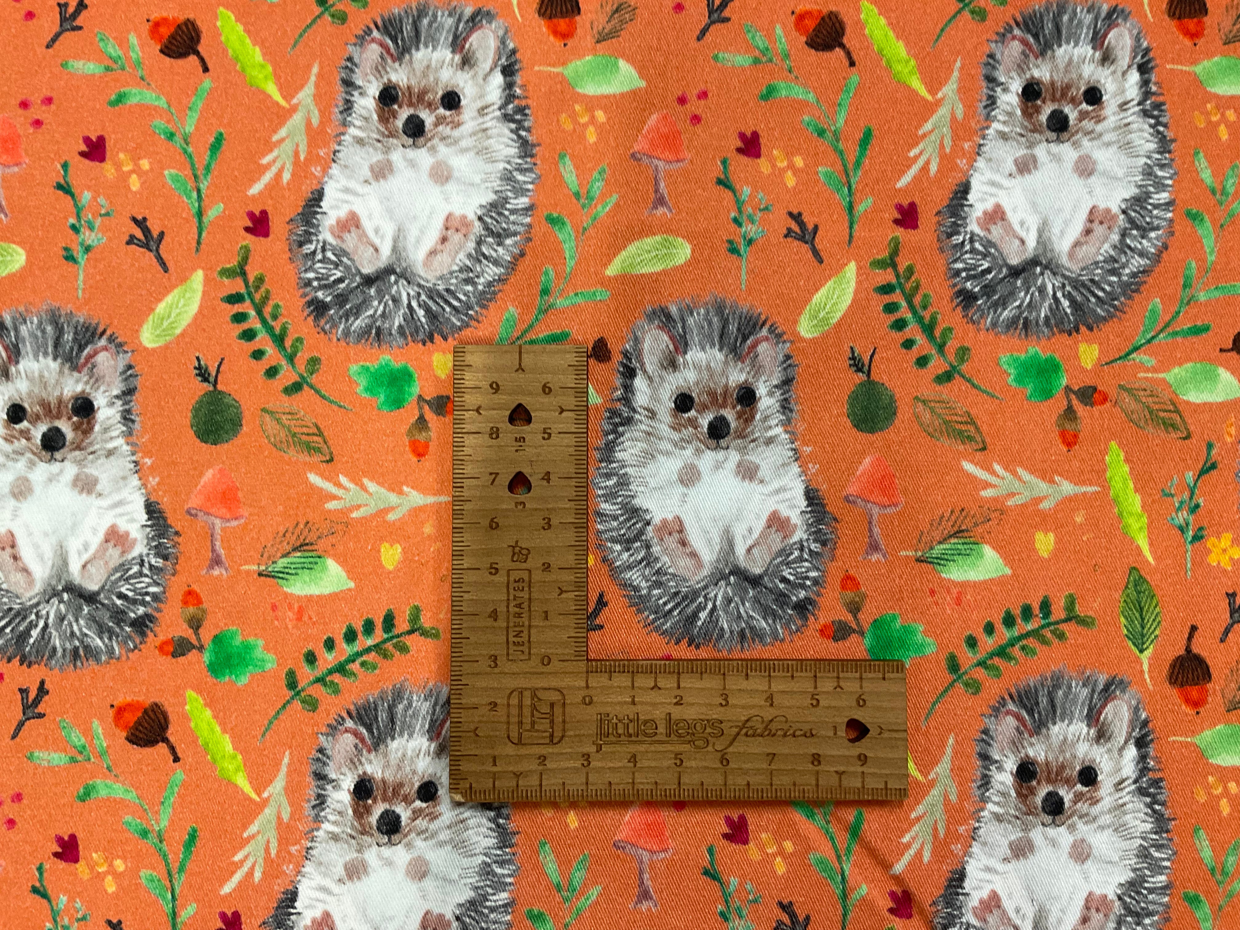 Autumn Hedgehog Cotton Canvas Twill