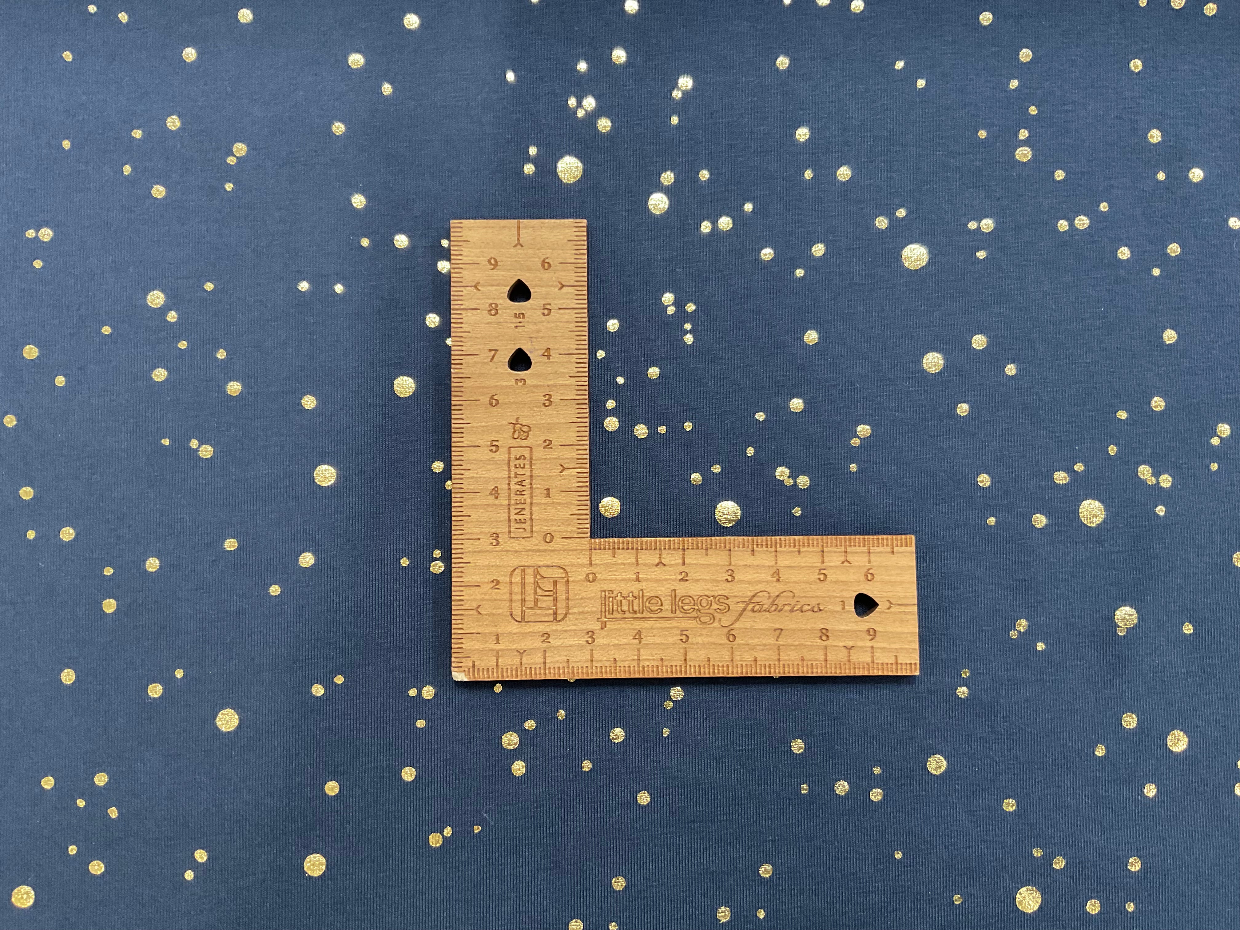 Gold Foil Spot on Navy Cotton Jersey