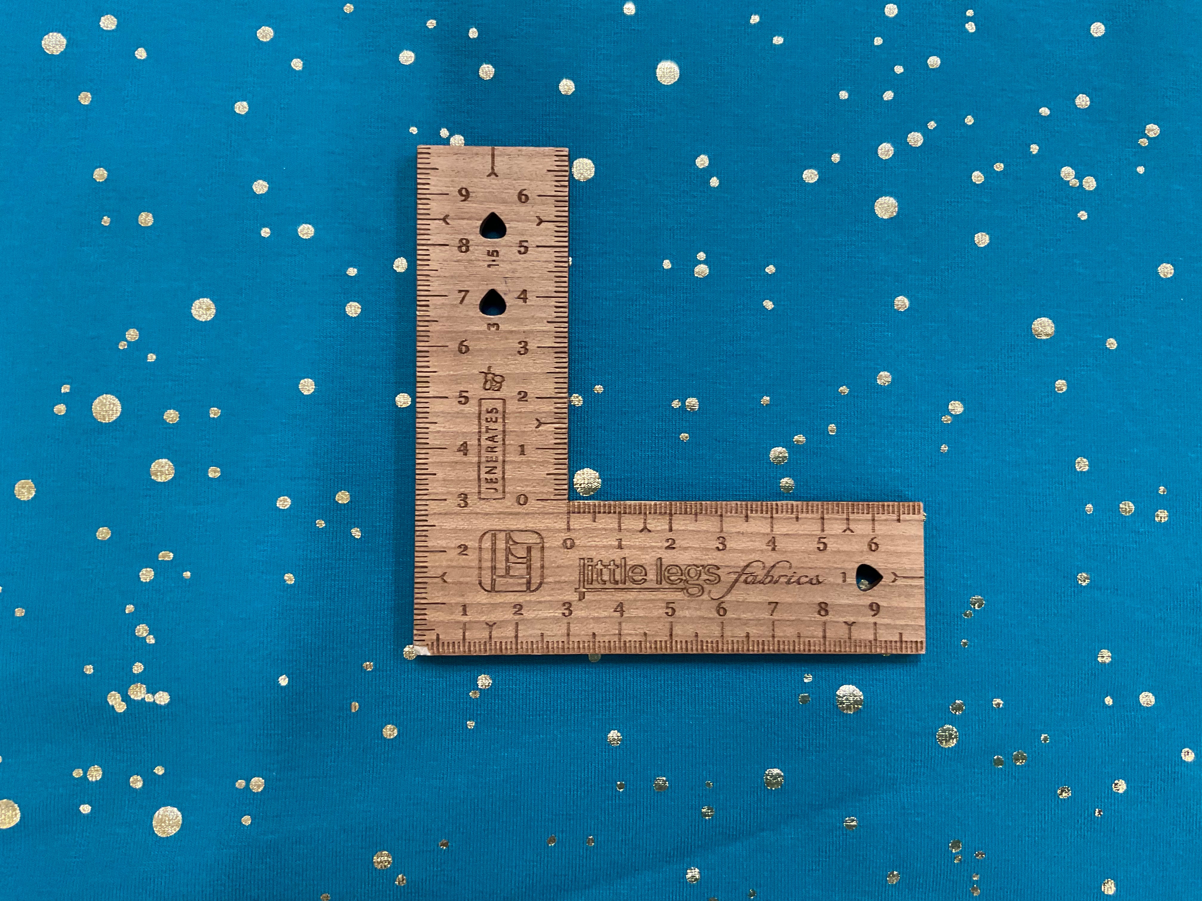 Gold Foil Spot on Teal Cotton Jersey