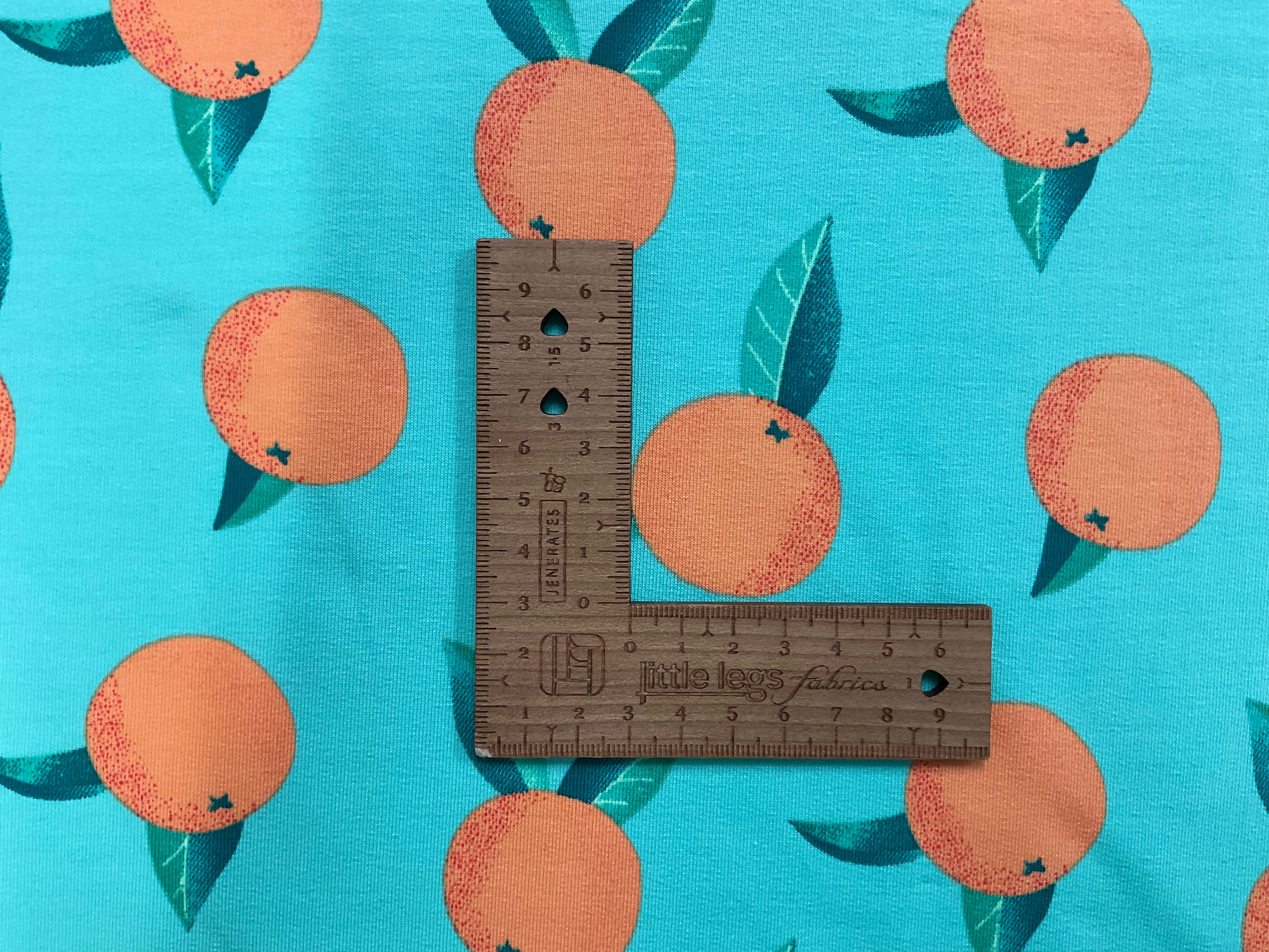 Oranges on Bright Mint French Terry