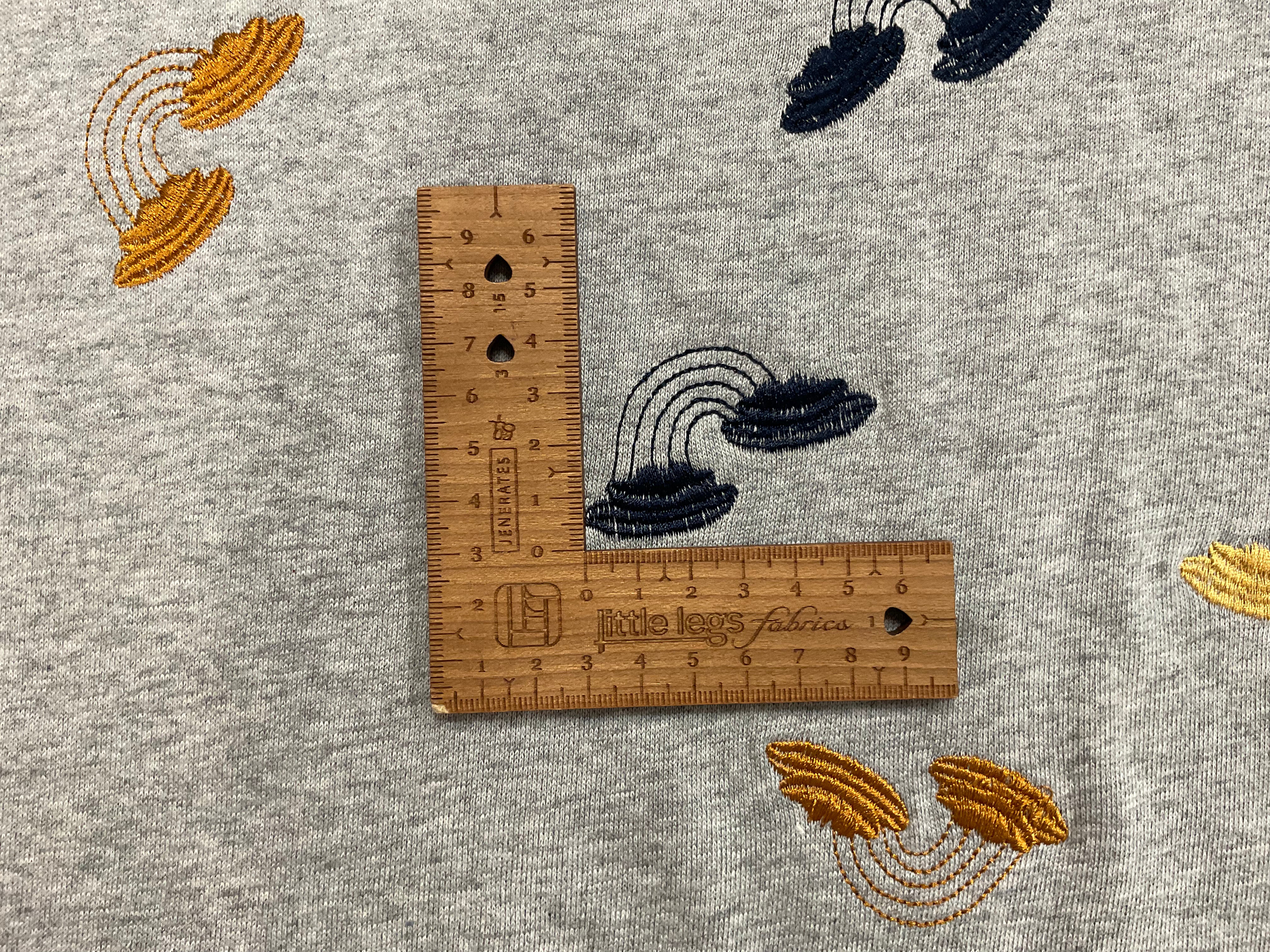 Embroidered Rainbows on French Terry Knit