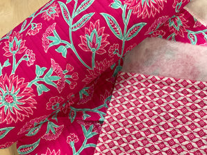 Fuchsia Flowers Quilted Cotton