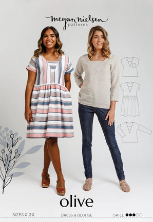 Megan Nielsen Olive Dress and Blouse Sizes 0 - 20