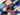 Abstract Square Brown/Blue/Coral Cotton Canvas