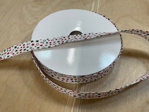 Christmas Stars White Bias Binding 18mm