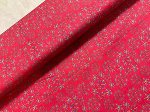 Snowflakes on Red Cotton