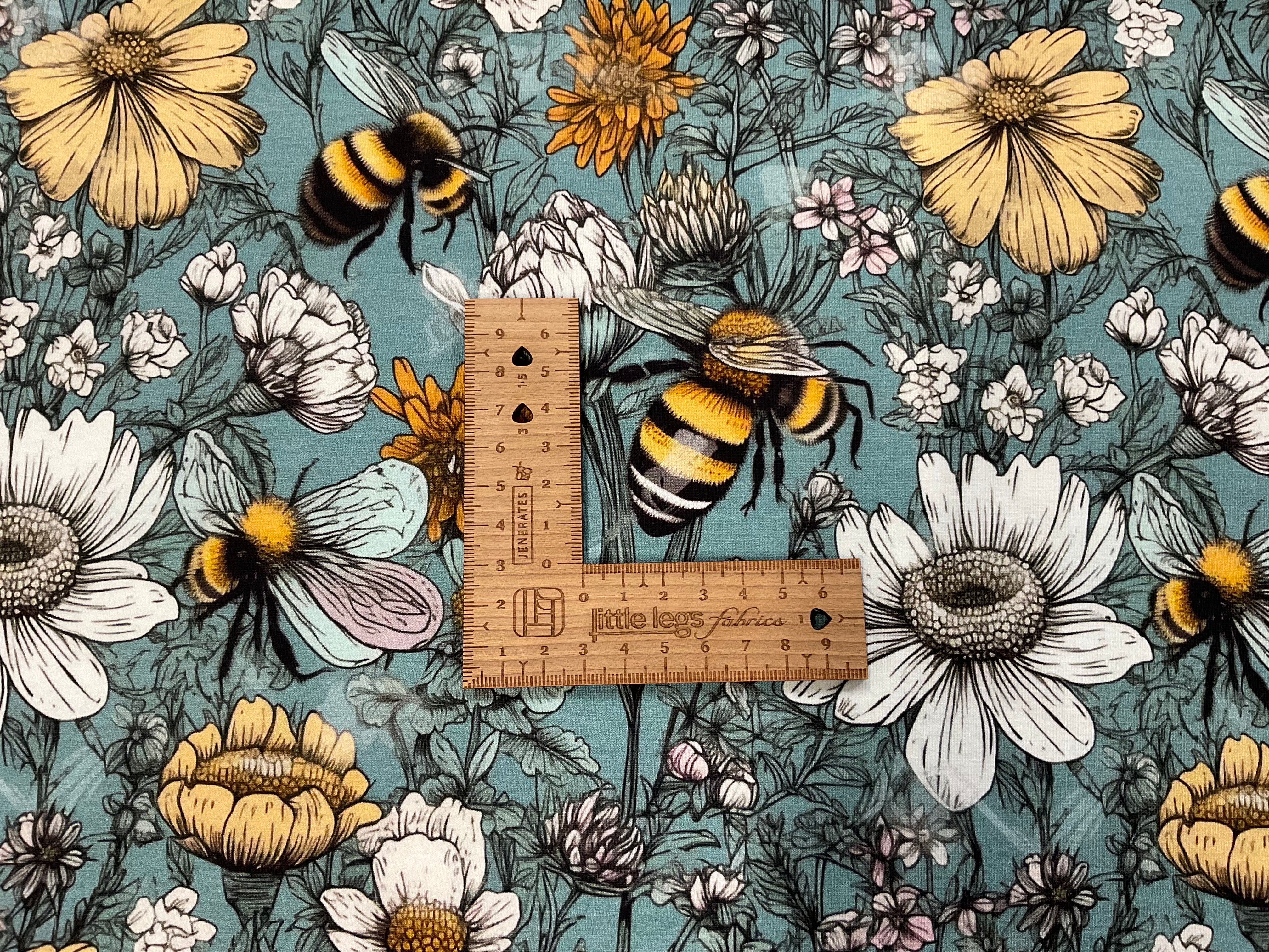 Bees in the Garden Cotton Jersey Fabric