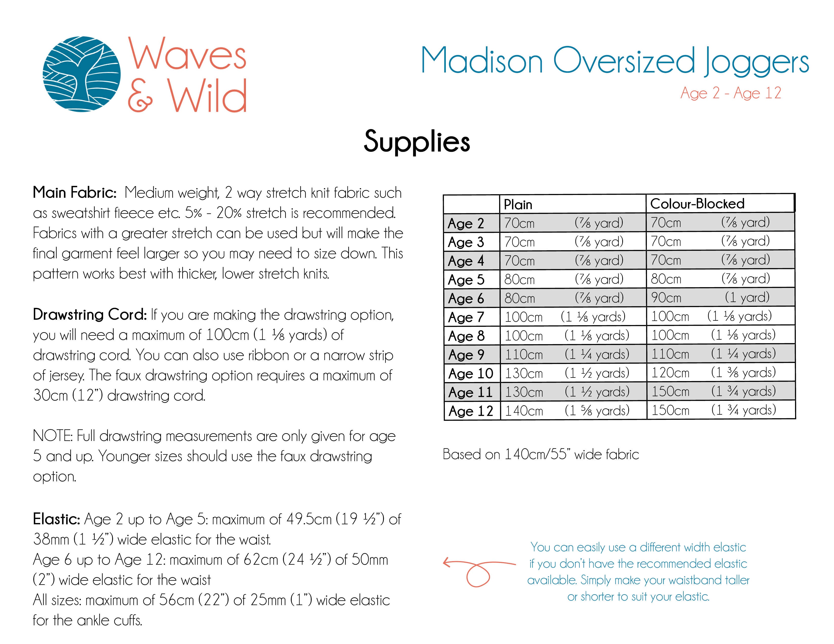 Madison Oversized Joggers Children’s Waves and Wilds Paper Pattern