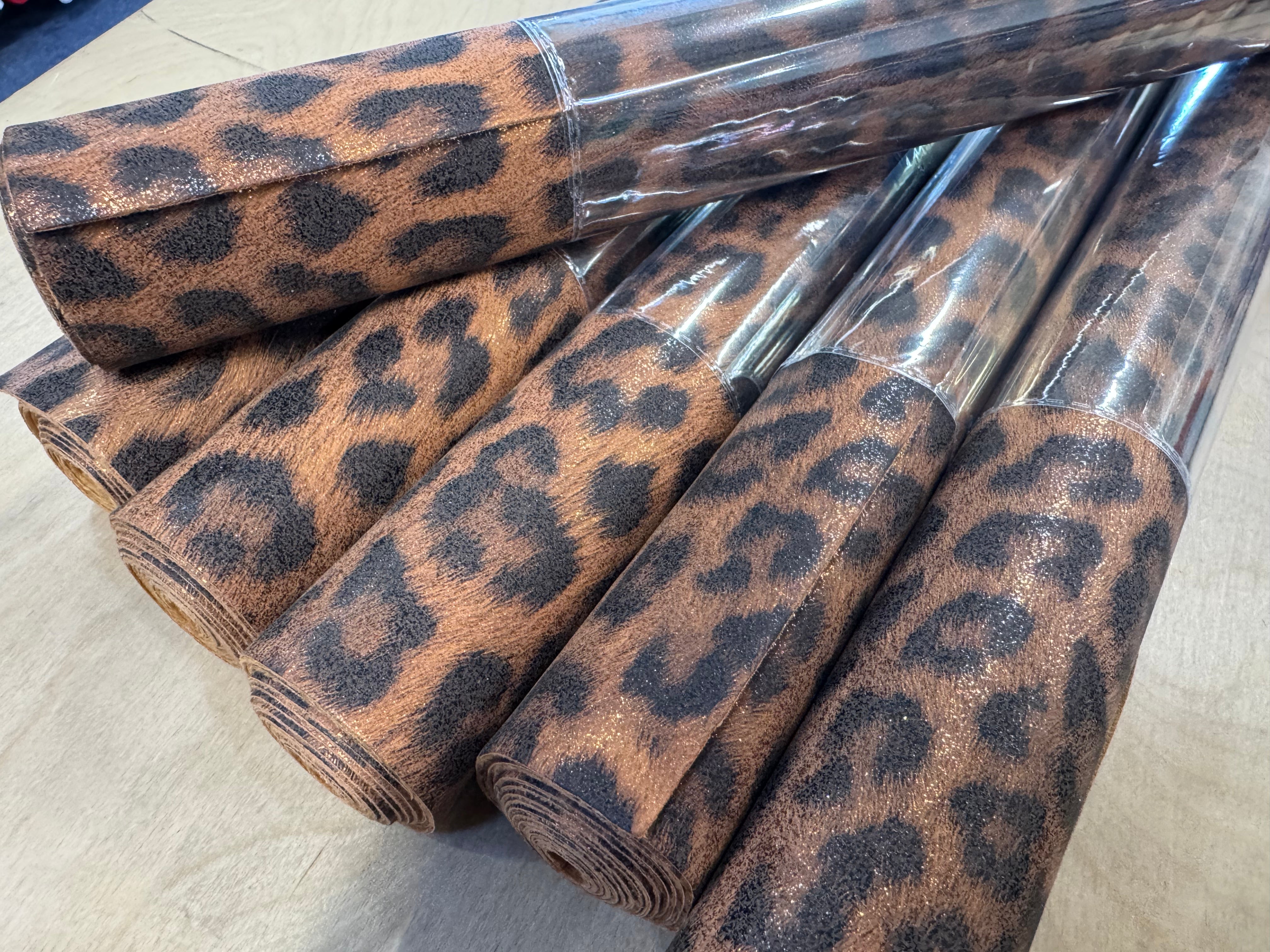 Animal Print Glitter Faux Leather Vinyl - Various Sizes