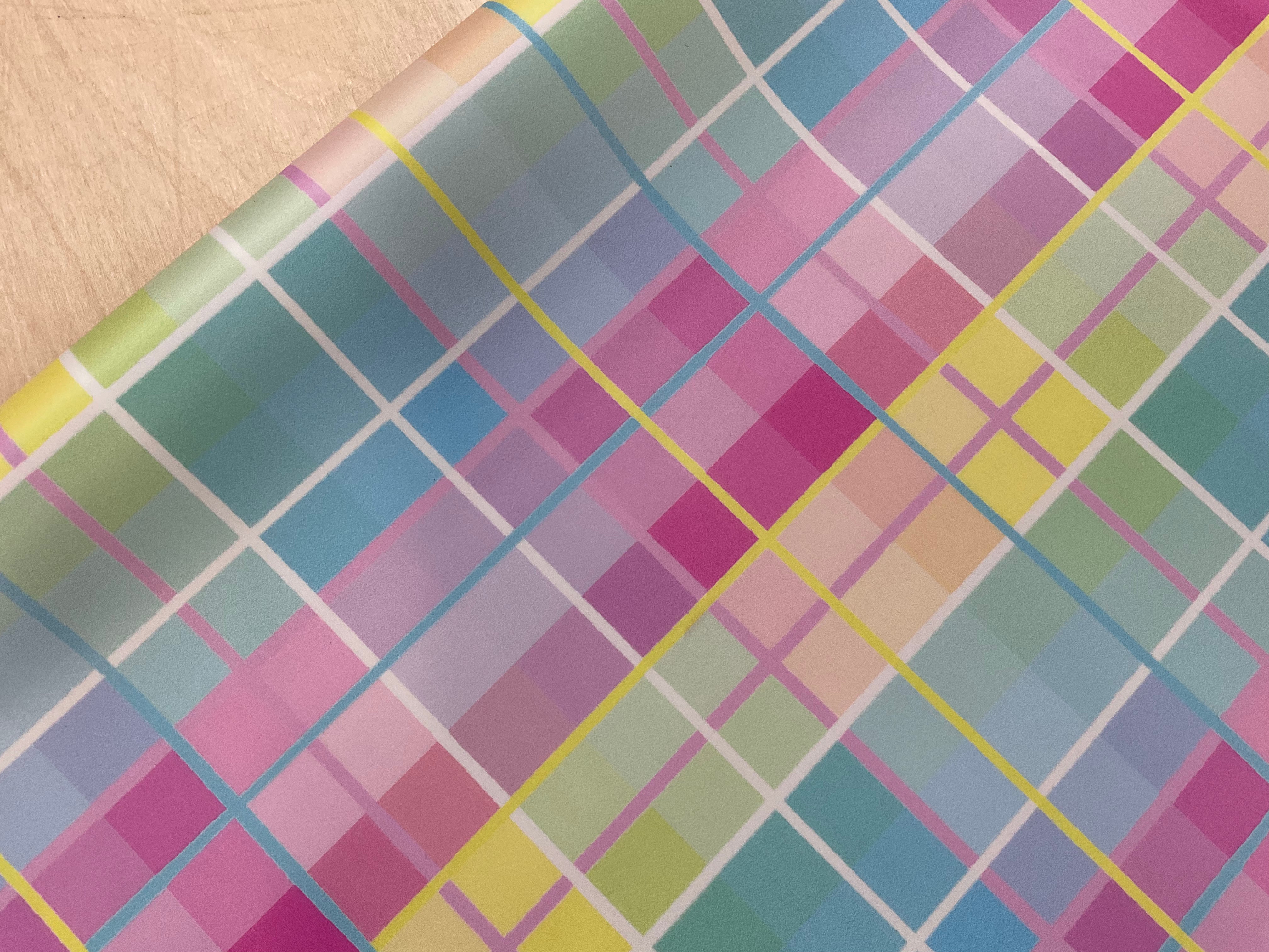 FLAWED - Pastel Gingham Faux Leather Vinyl - Various Sizes