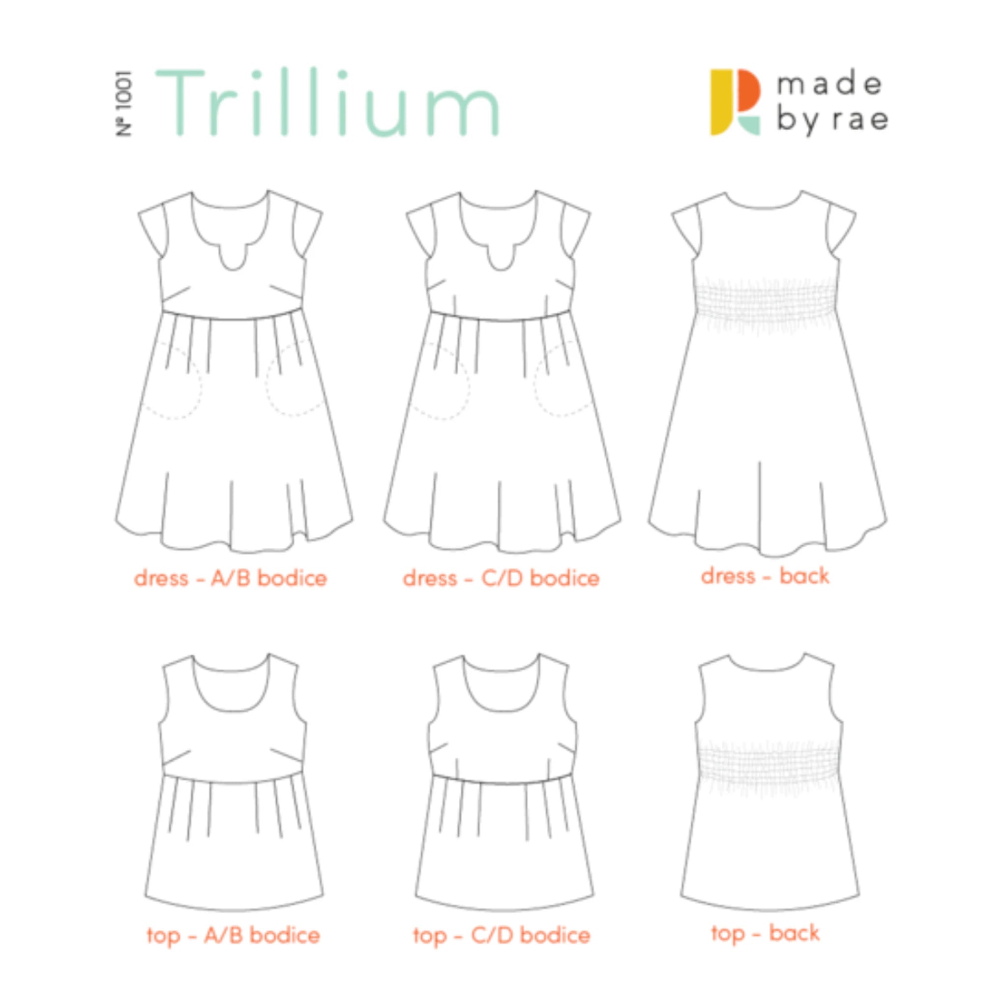 Made by Rae - Trillium Dress Paper Sewing Pattern Sizes xxs - xl & Plus Sizes 1 -5