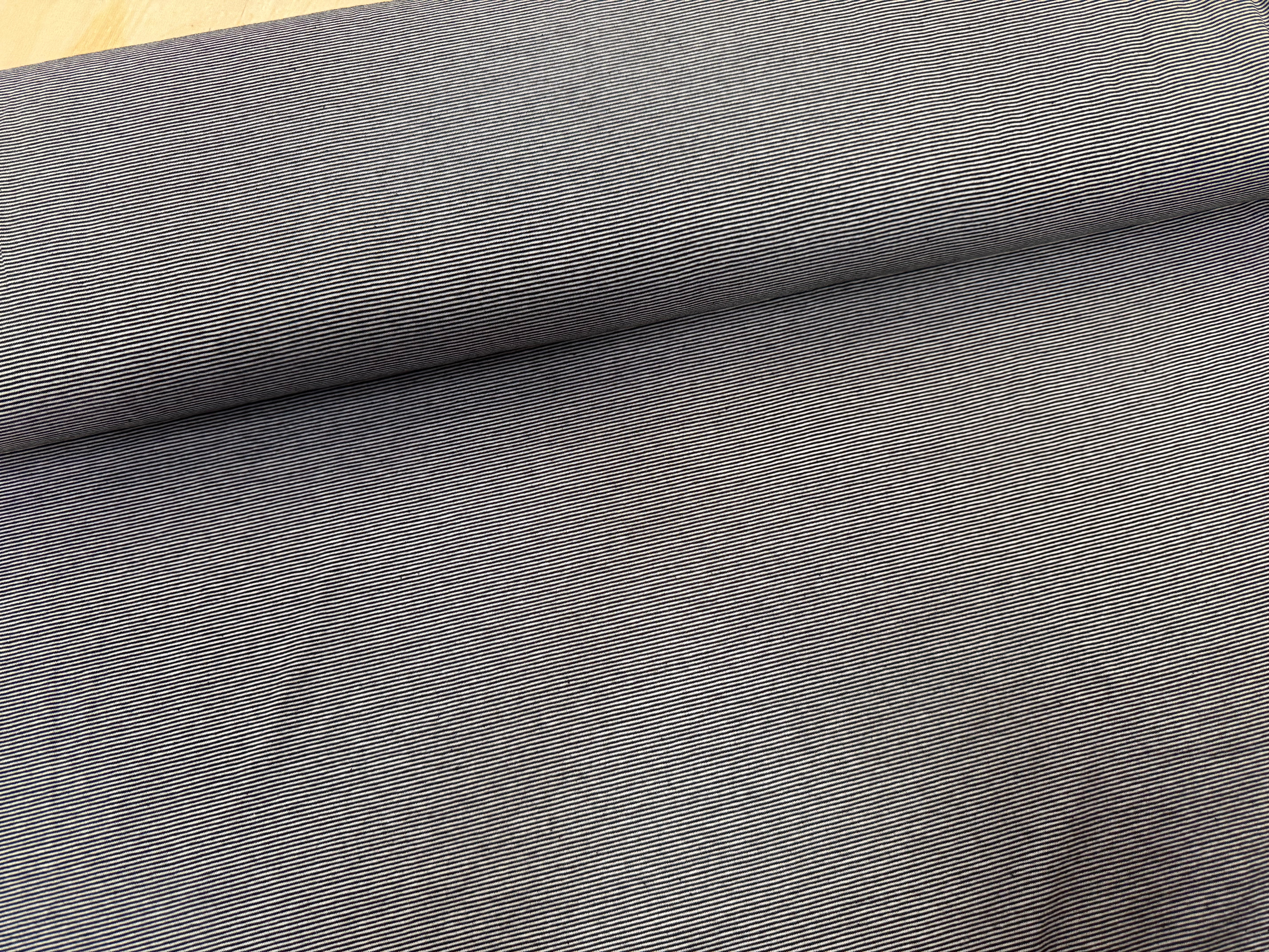 1mm Black and White Yarn Dyed Stripe Cotton Jersey Fabric